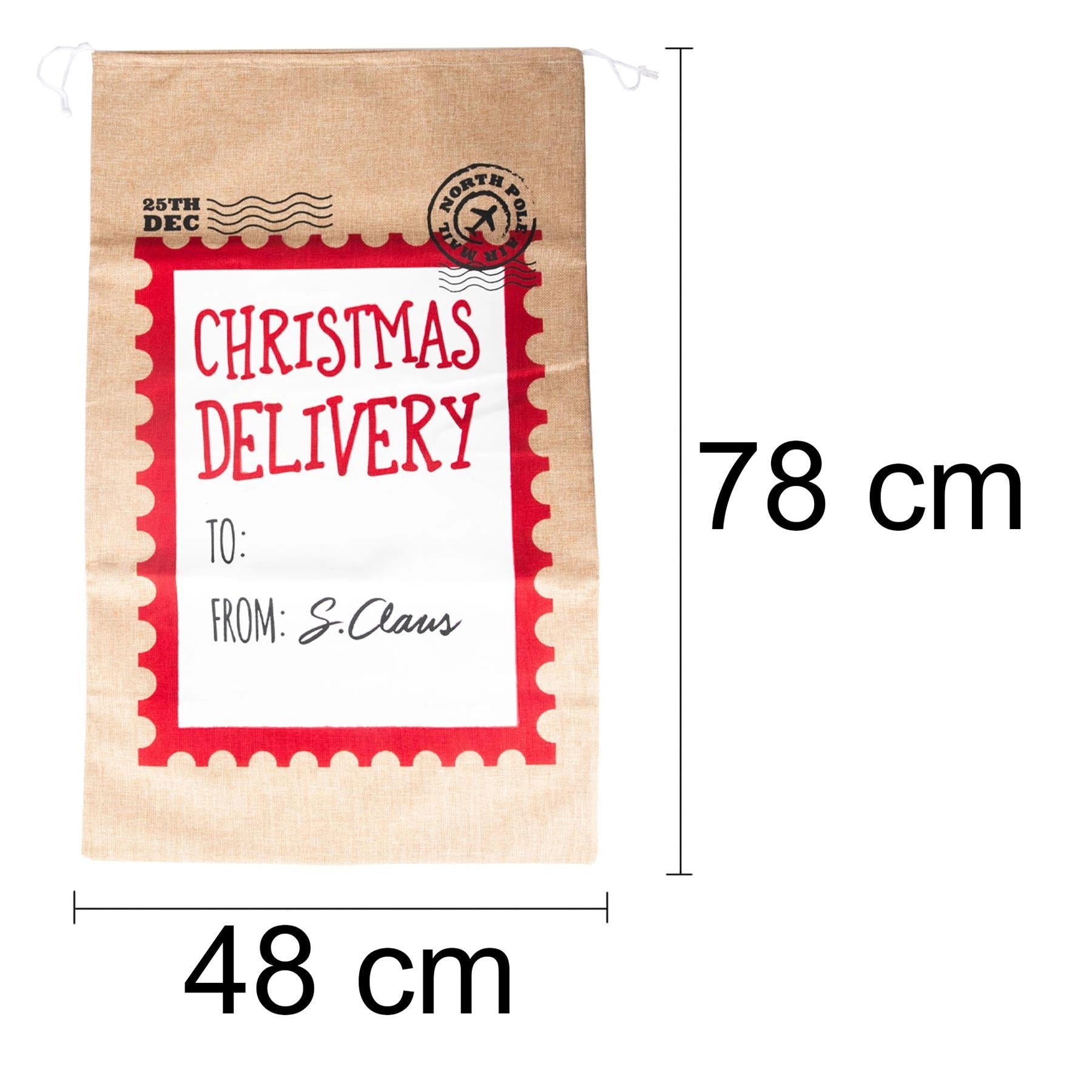 Christmas Santa Sack Large Hessian Stocking Traditional Xmas Gift Bags 48X78cm