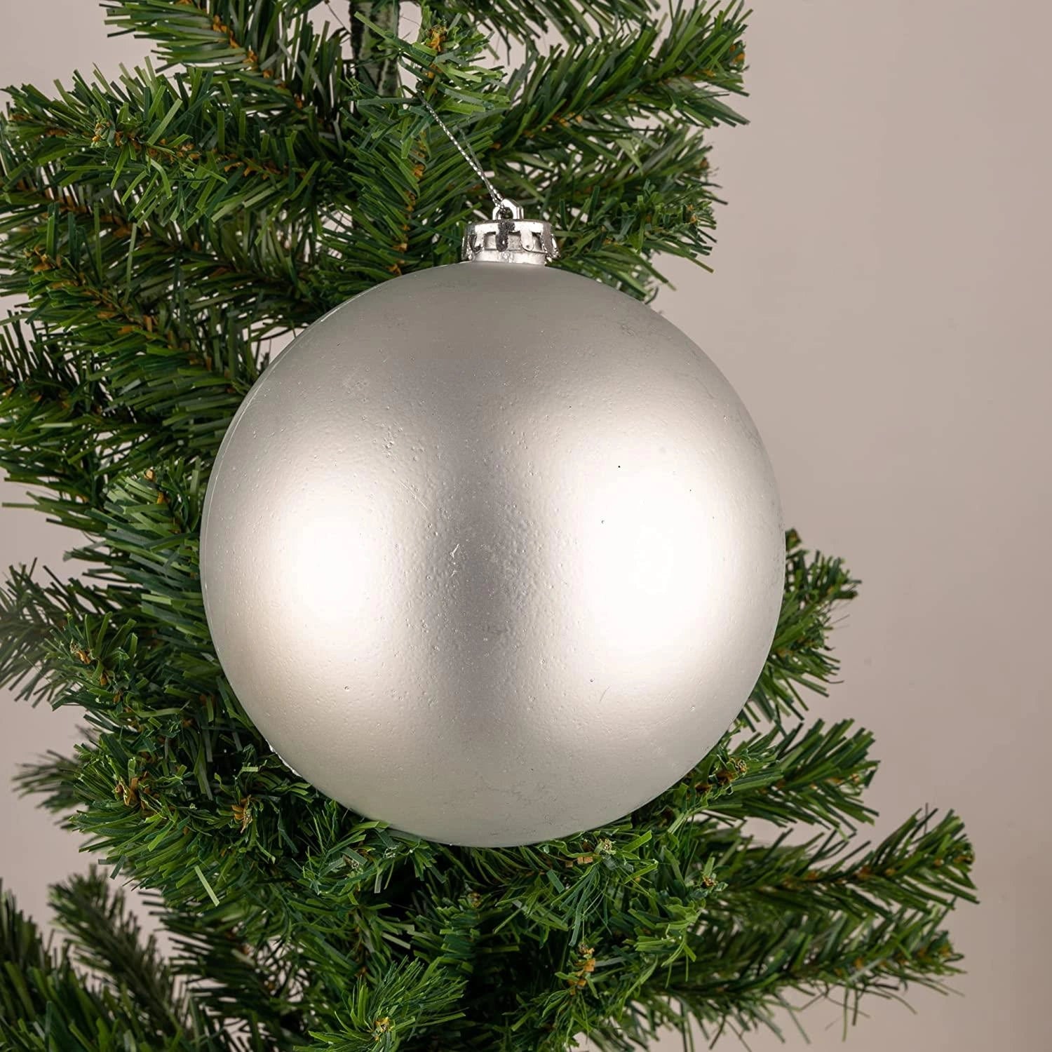 3X Christmas Baubles Tree Ornaments Silver Balls Hanging Xmas Decorations 10cm