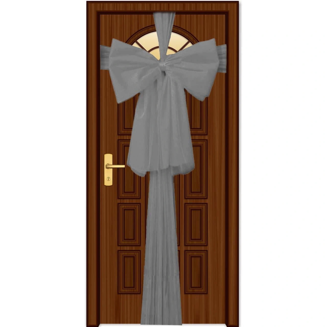 1PC Giant Christmas Door Bow Silver Organza Wedding Festive Xmas Home Decor 9m