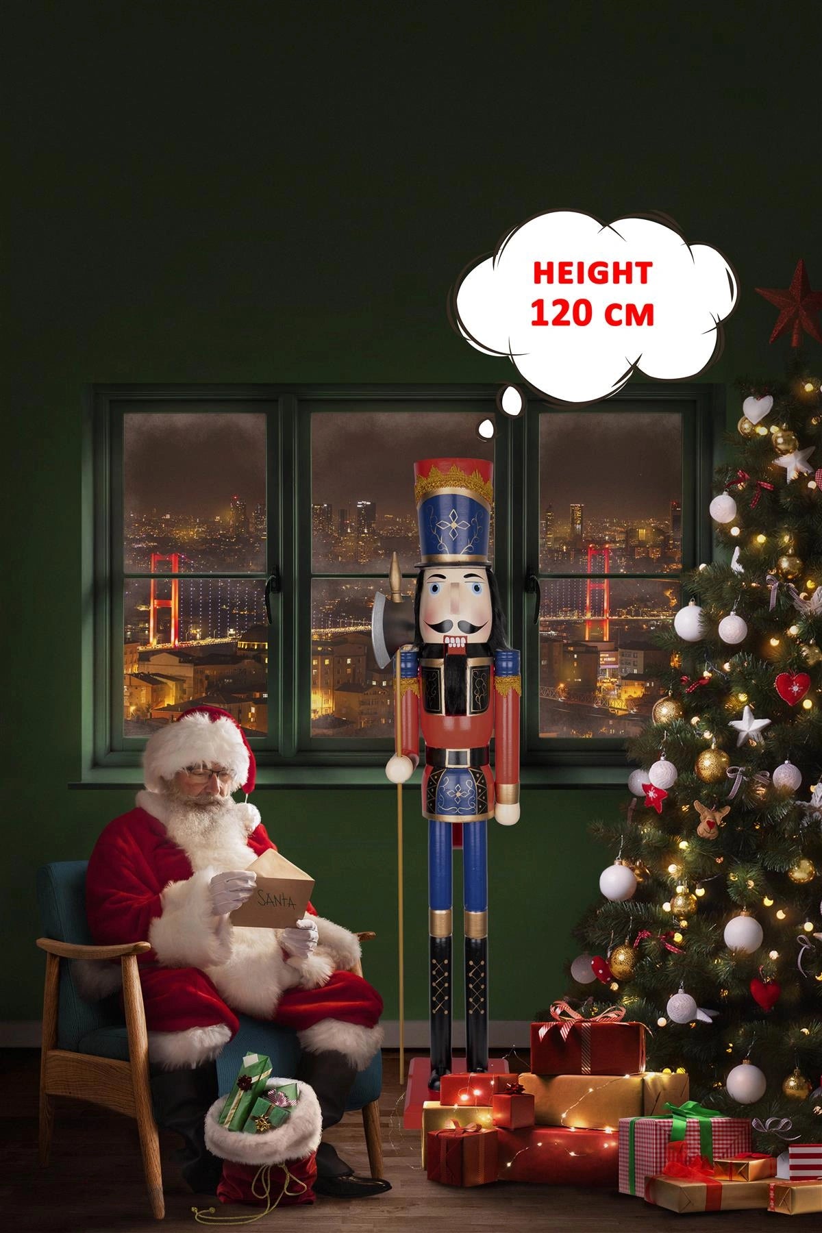 Christmas Nutcrackers Tree Wooden 120cm Figures Classic Xmas Ornament Decoration