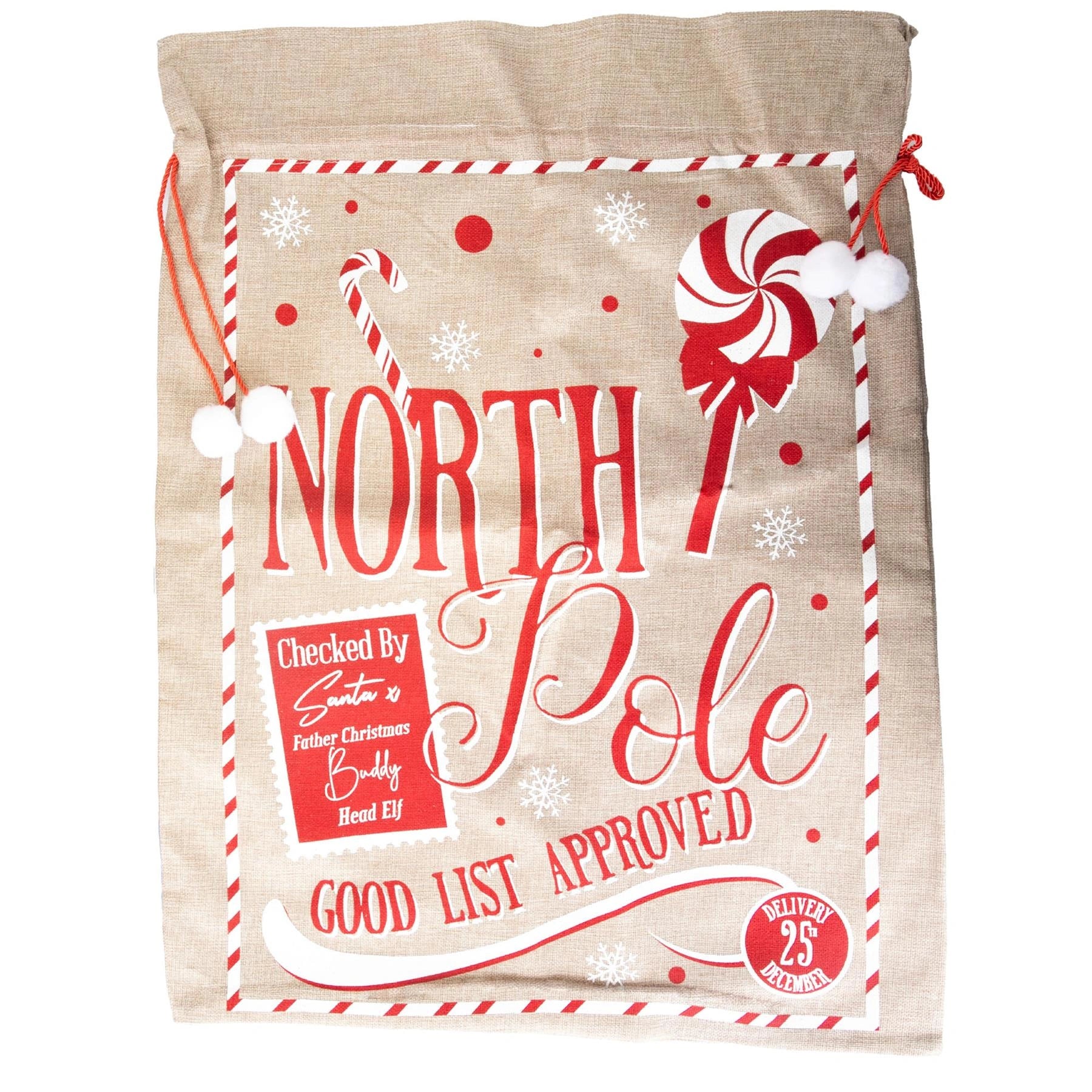Christmas Santa Sack Large Hessian Stocking Traditional Xmas Gift Bags 60X78cm