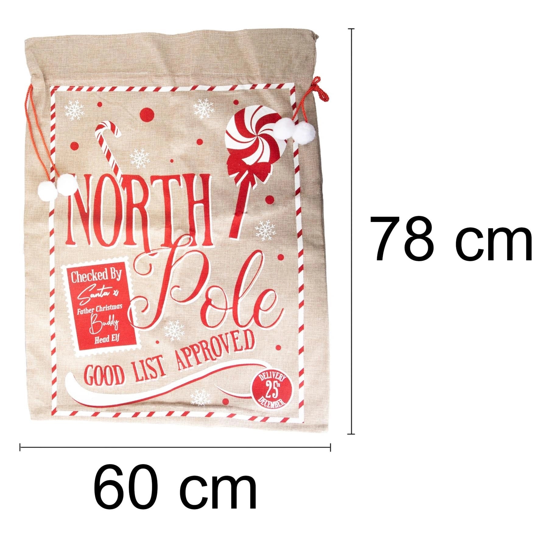 Christmas Santa Sack Large Hessian Stocking Traditional Xmas Gift Bags 60X78cm
