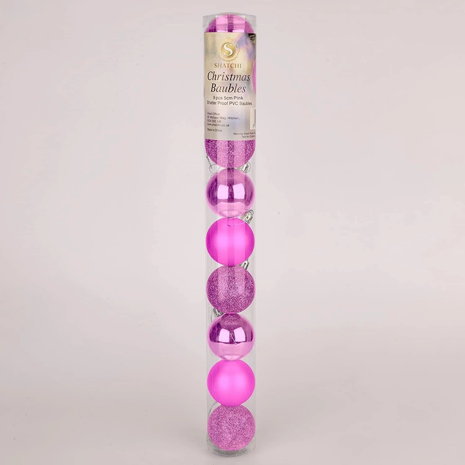 9PCS Christmas Baubles Tree Ornaments Pink Balls Xmas Hanging Decorations 50mm