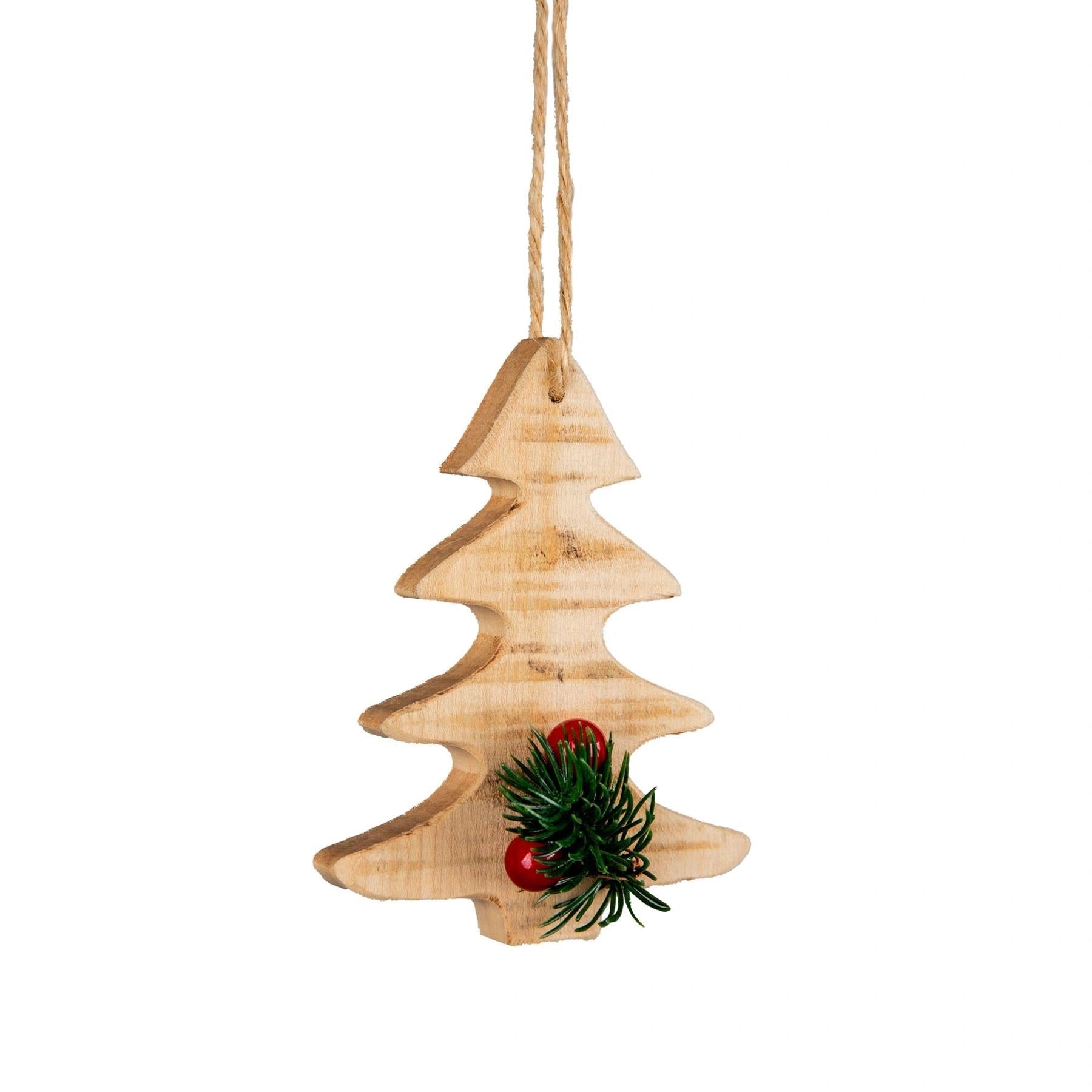 12cm Wooden Tree Pendant Christmas Tree Ornaments Wall Door Xmas Hanging Decor