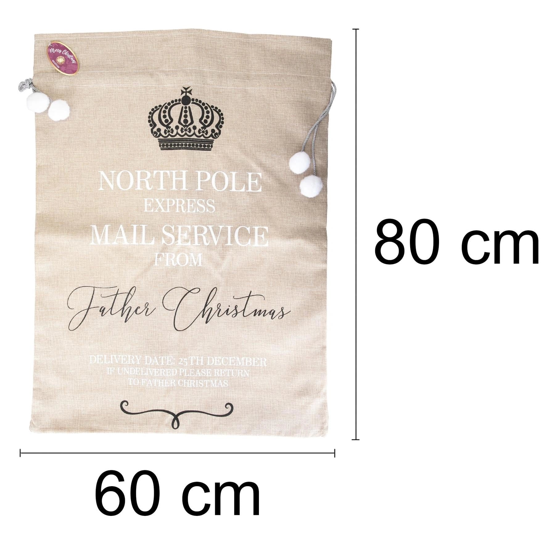 Christmas Santa Sack Large Hessian Stocking Traditional Xmas Gift Bags 60X80cm