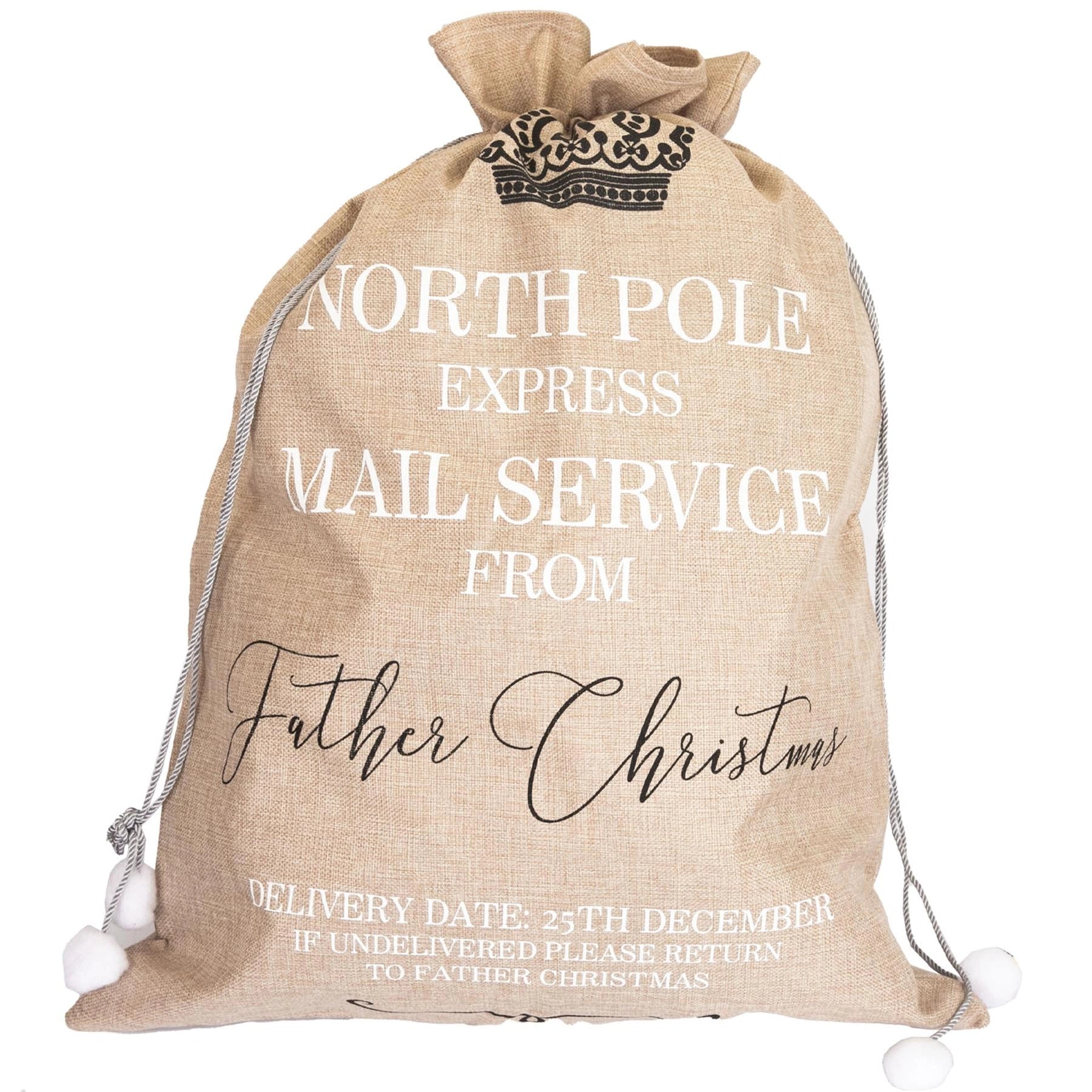 Christmas Santa Sack Large Hessian Stocking Traditional Xmas Gift Bags 60X80cm