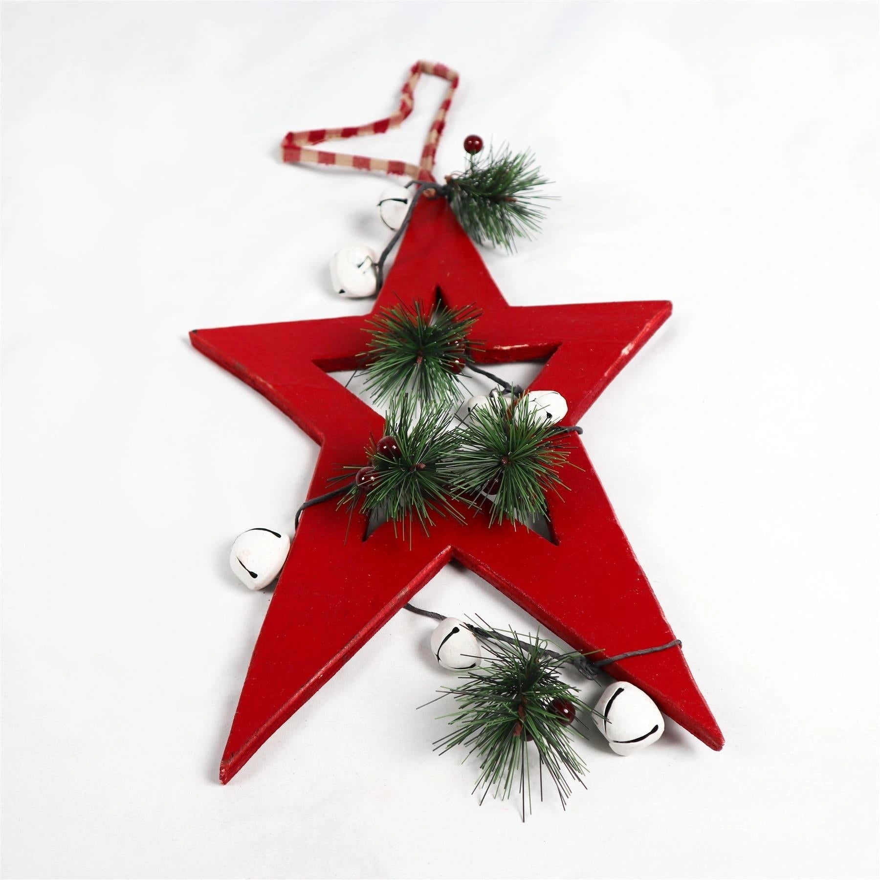 Wooden Small Red Star Christmas Wall Decorations Home Xmas Party Home Showpieces