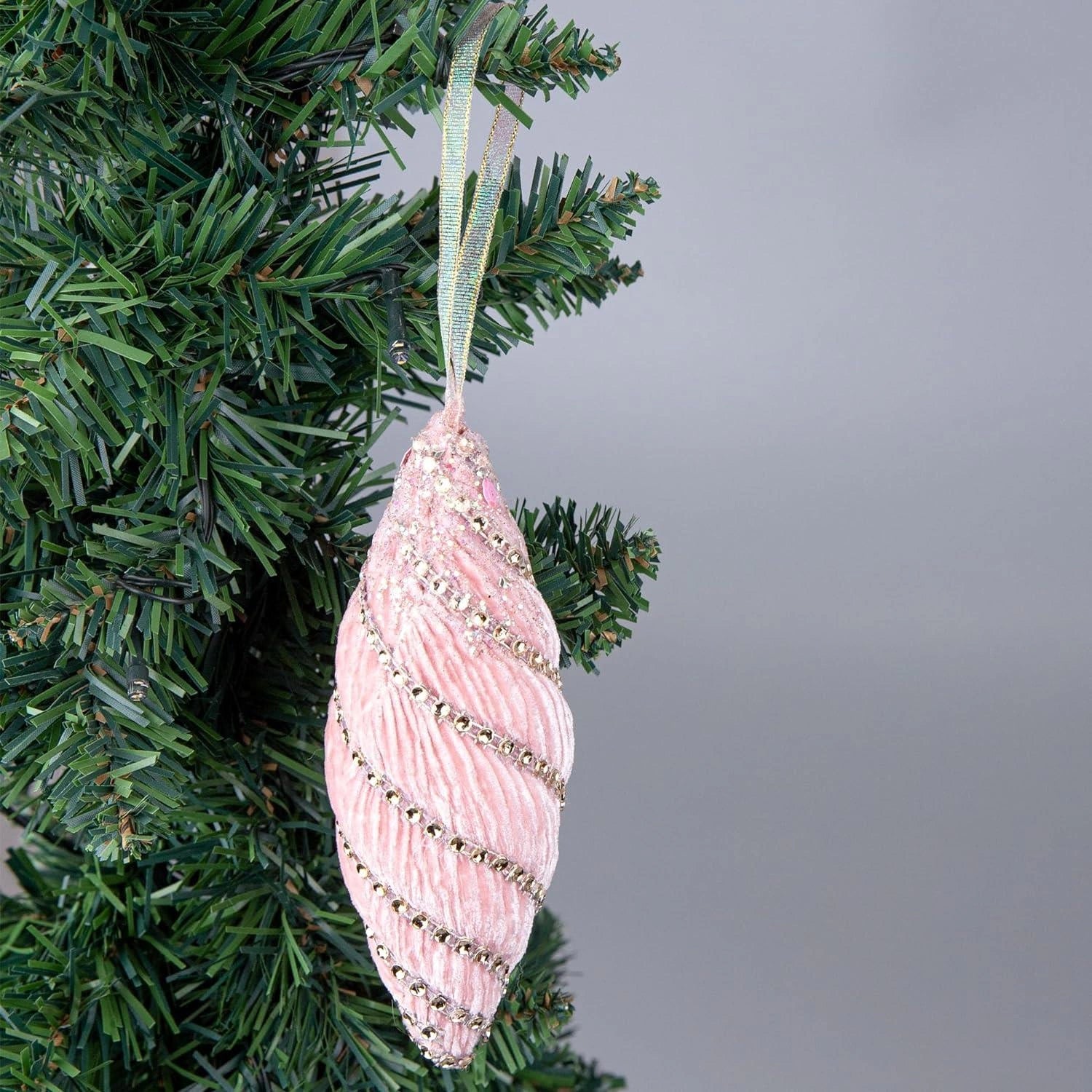 Christmas Tree Hanging Ornaments Pendant Pink Glitter 15cm Xmas Decoration UK