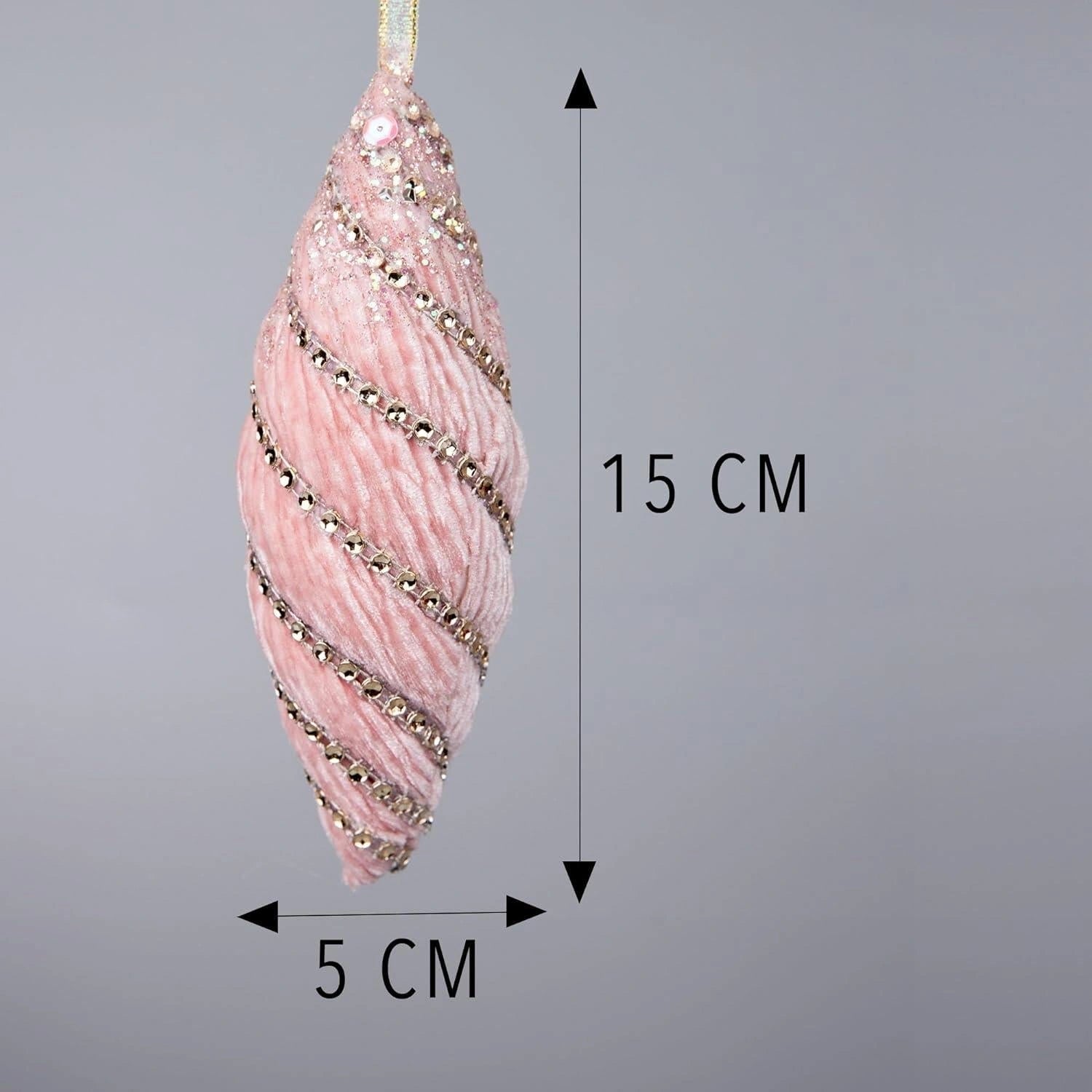 Nut Shape Bauble Baby Pink - Christmas Hanging Decoration 15Cm