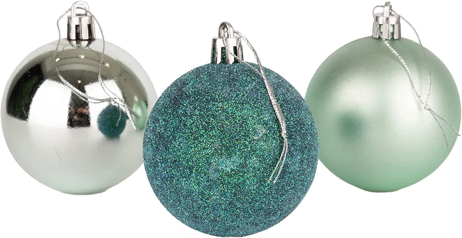 Baubles Turquoise 6Cm 6Pcs Set Pvc