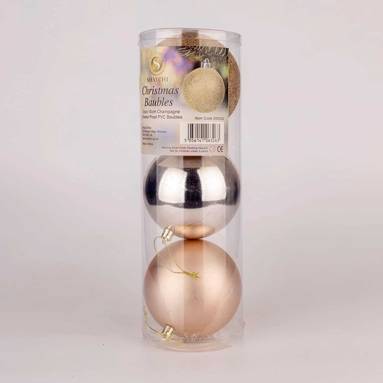 3X Christmas Baubles Tree Ornament Champagne Gold Balls Hanging Decoration 10cm