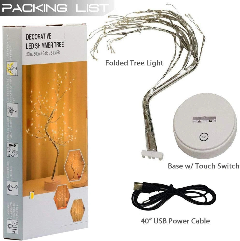 Christmas Bonsai Twig Tree Birch 108 LED Light Tabletop Lamp B/O Xmas Decor 50cm