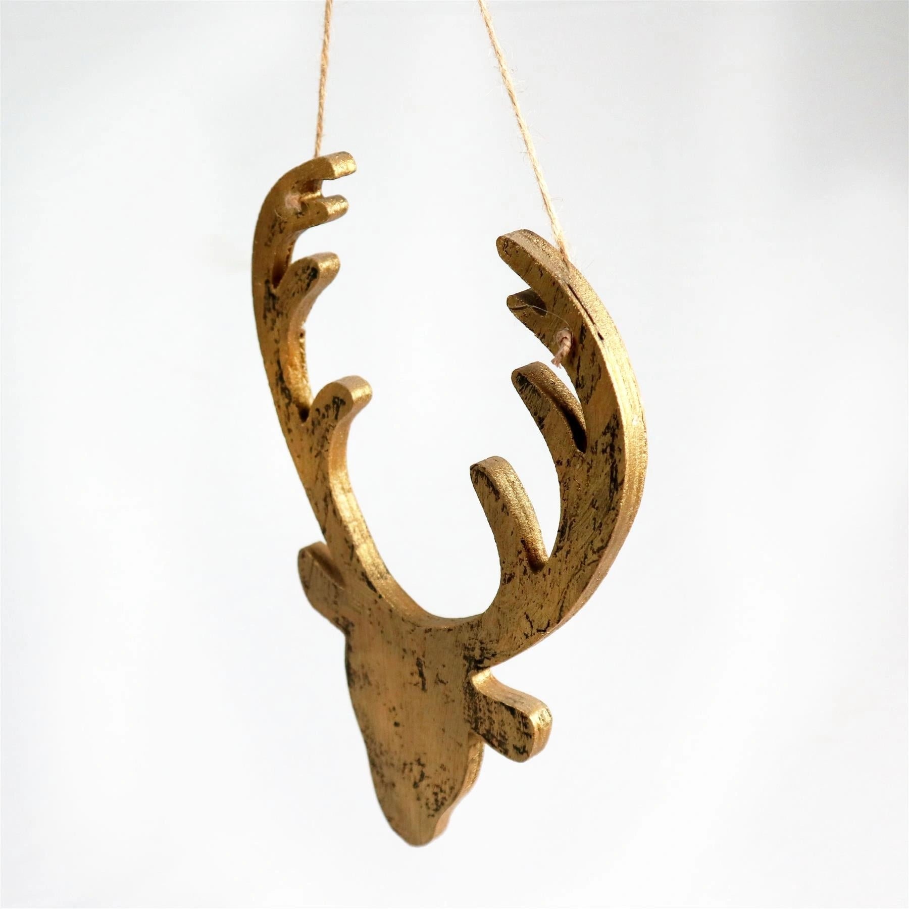 Christmas Hanging Wooden Golden Deer Wall Decoration Xmas Home Office Party UK