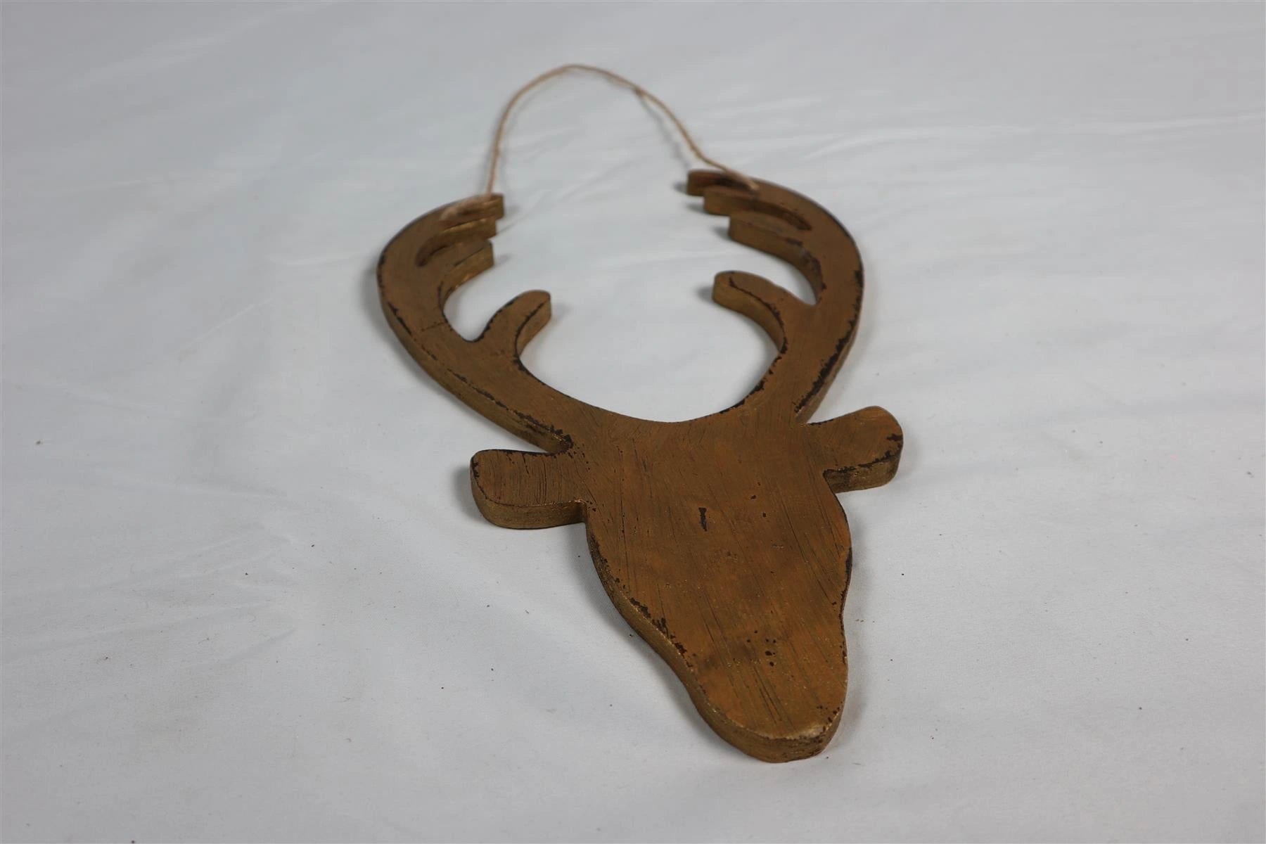 Christmas Hanging Wooden Golden Deer Wall Decoration Xmas Home Office Party UK
