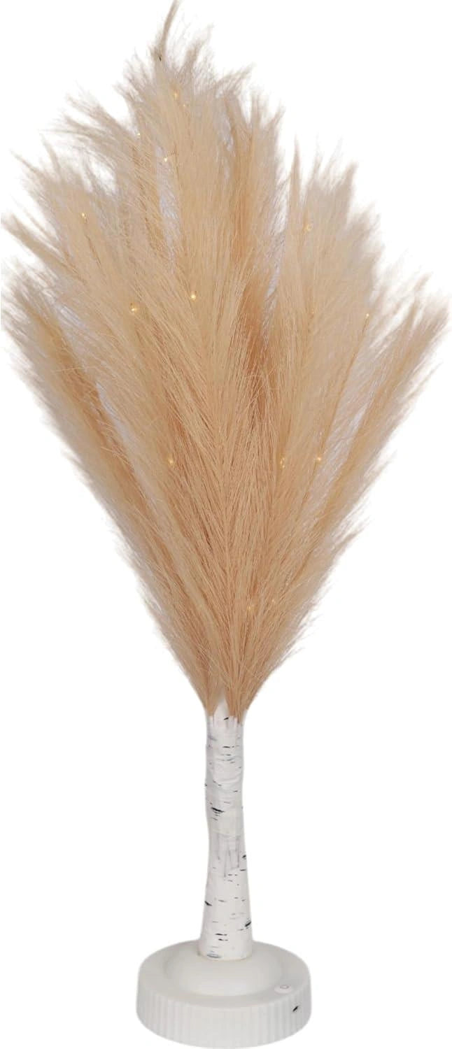 Christmas Tree Pampas Feather Champagne Pre-Lit Table Lamp B/O LED Decor 70cm X1