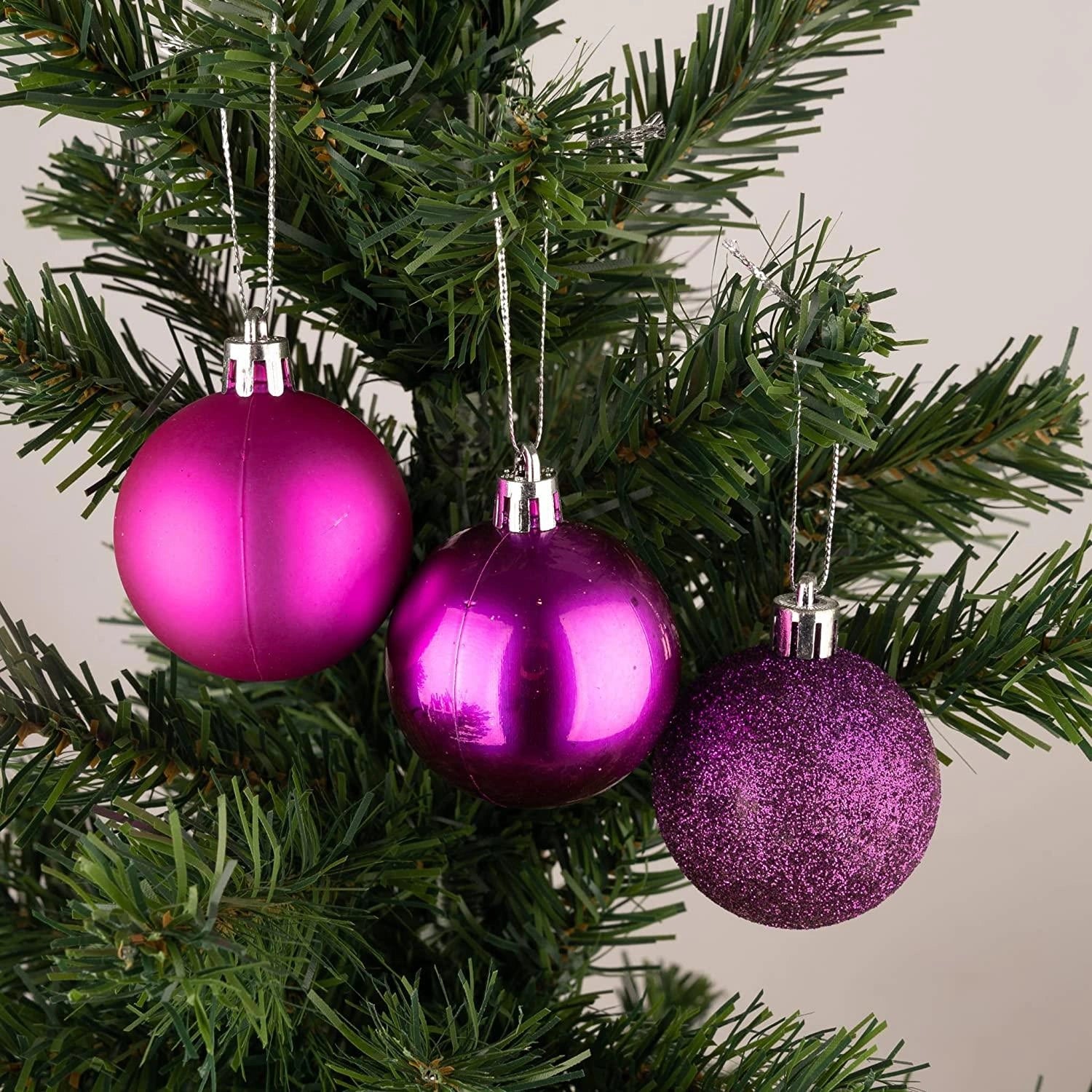 9PCS Christmas Baubles Tree Ornaments Purple Balls Xmas Hanging Decoration 50mm
