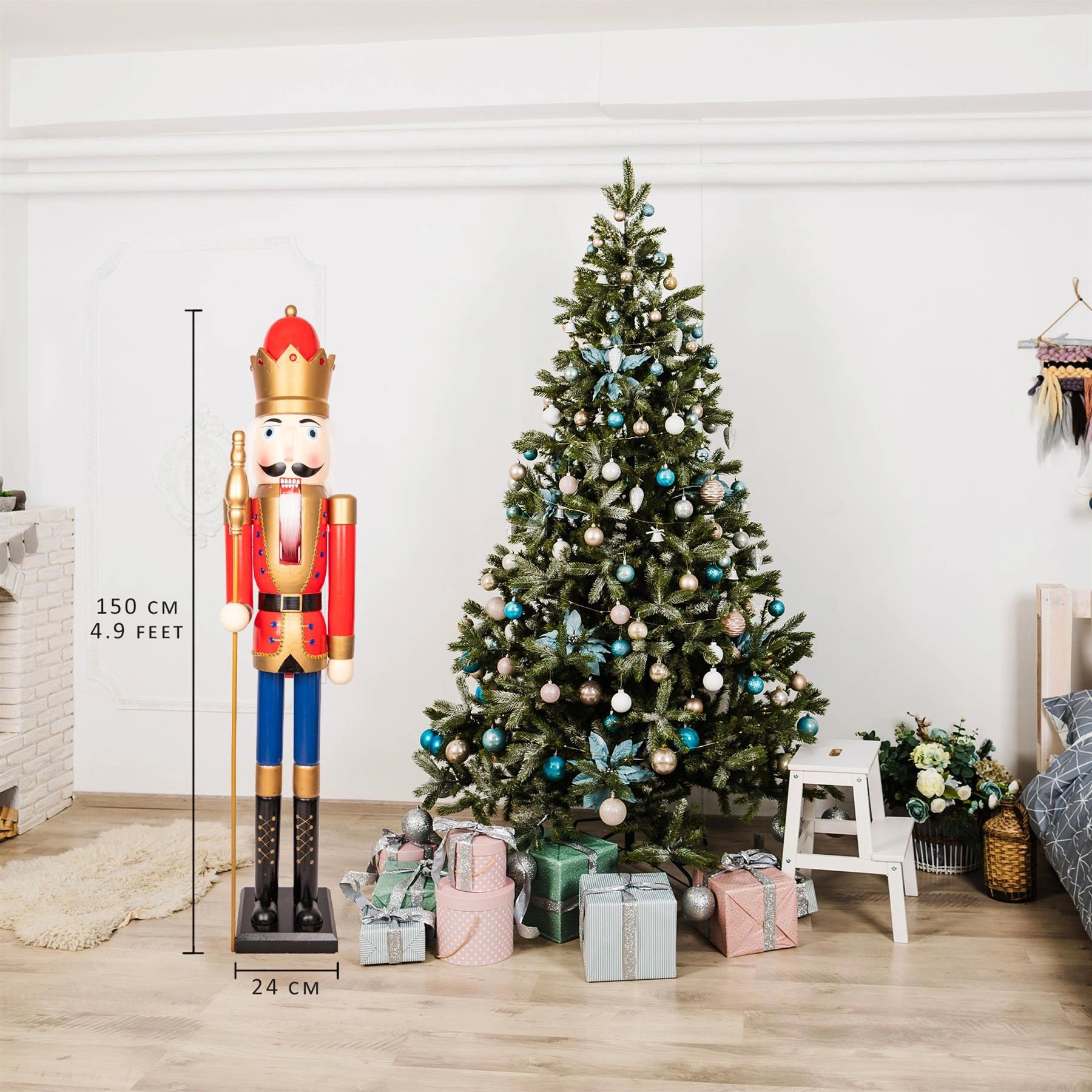 Christmas Tree Nutcrackers Wooden 150cm Figures Classic Xmas Ornament Decoration