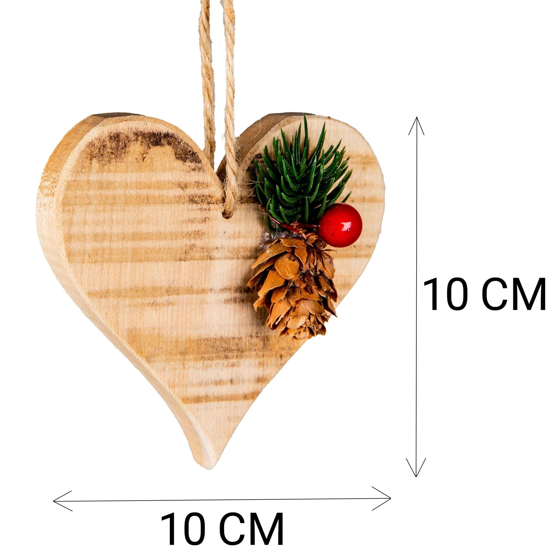 Christmas Hanging Ornaments Wooden Pendant Heart 10cm Wall Door Xmas Tree Decor