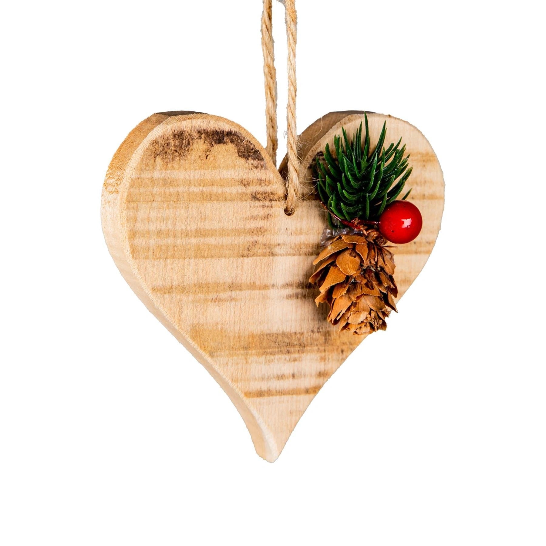 Christmas Hanging Ornaments Wooden Pendant Heart 10cm Wall Door Xmas Tree Decor