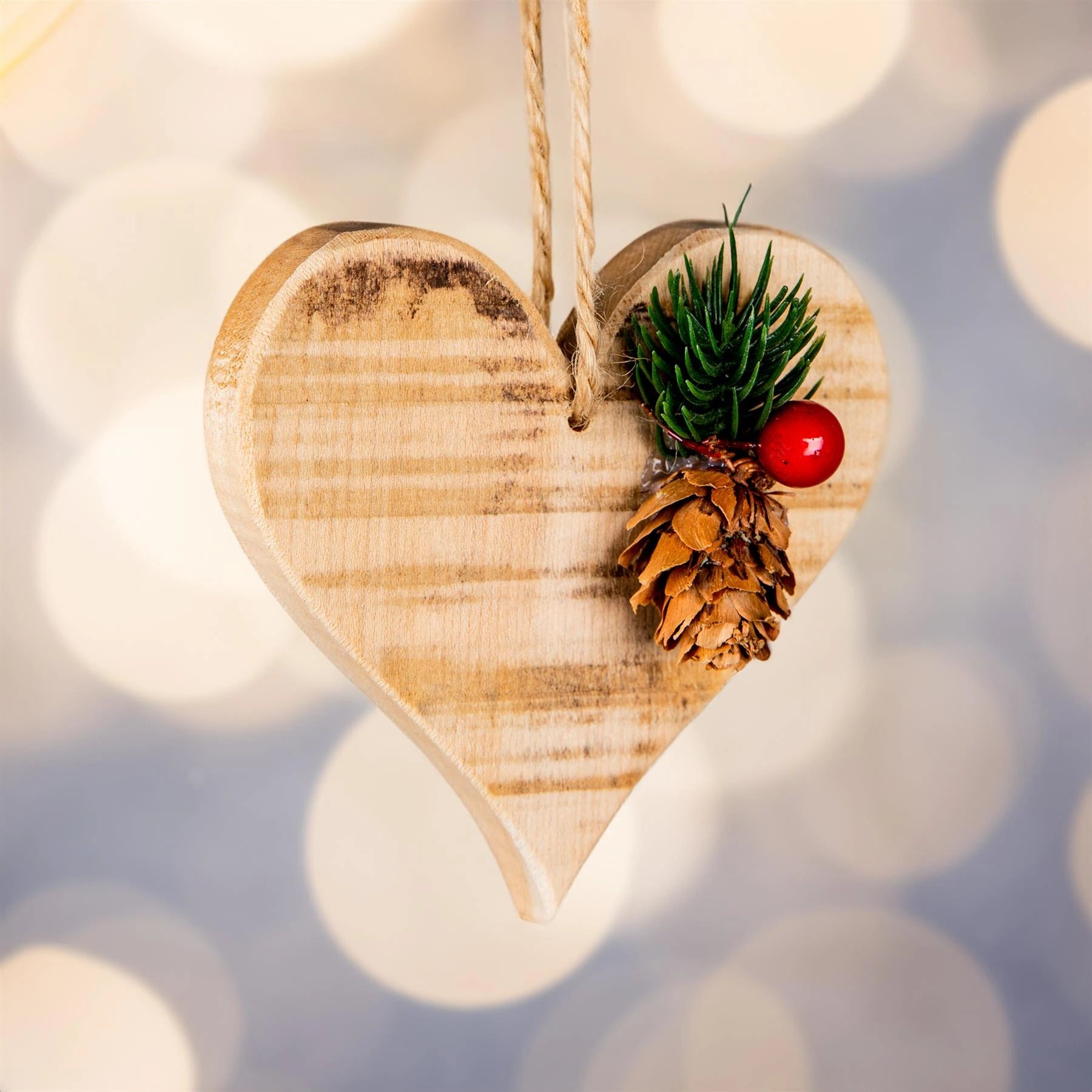 Christmas Hanging Ornaments Wooden Pendant Heart 10cm Wall Door Xmas Tree Decor
