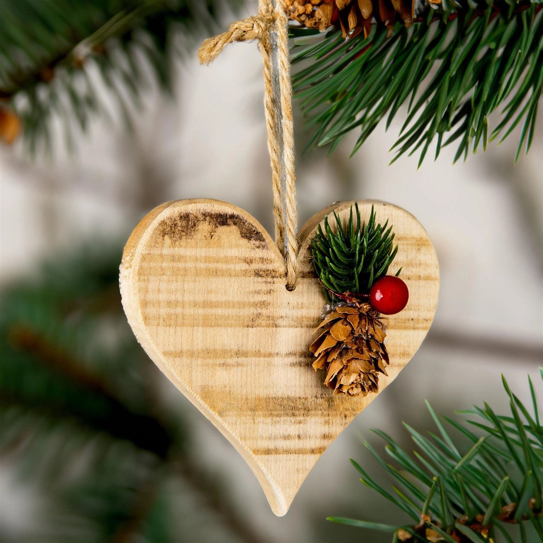 Christmas Hanging Ornaments Wooden Pendant Heart 10cm Wall Door Xmas Tree Decor