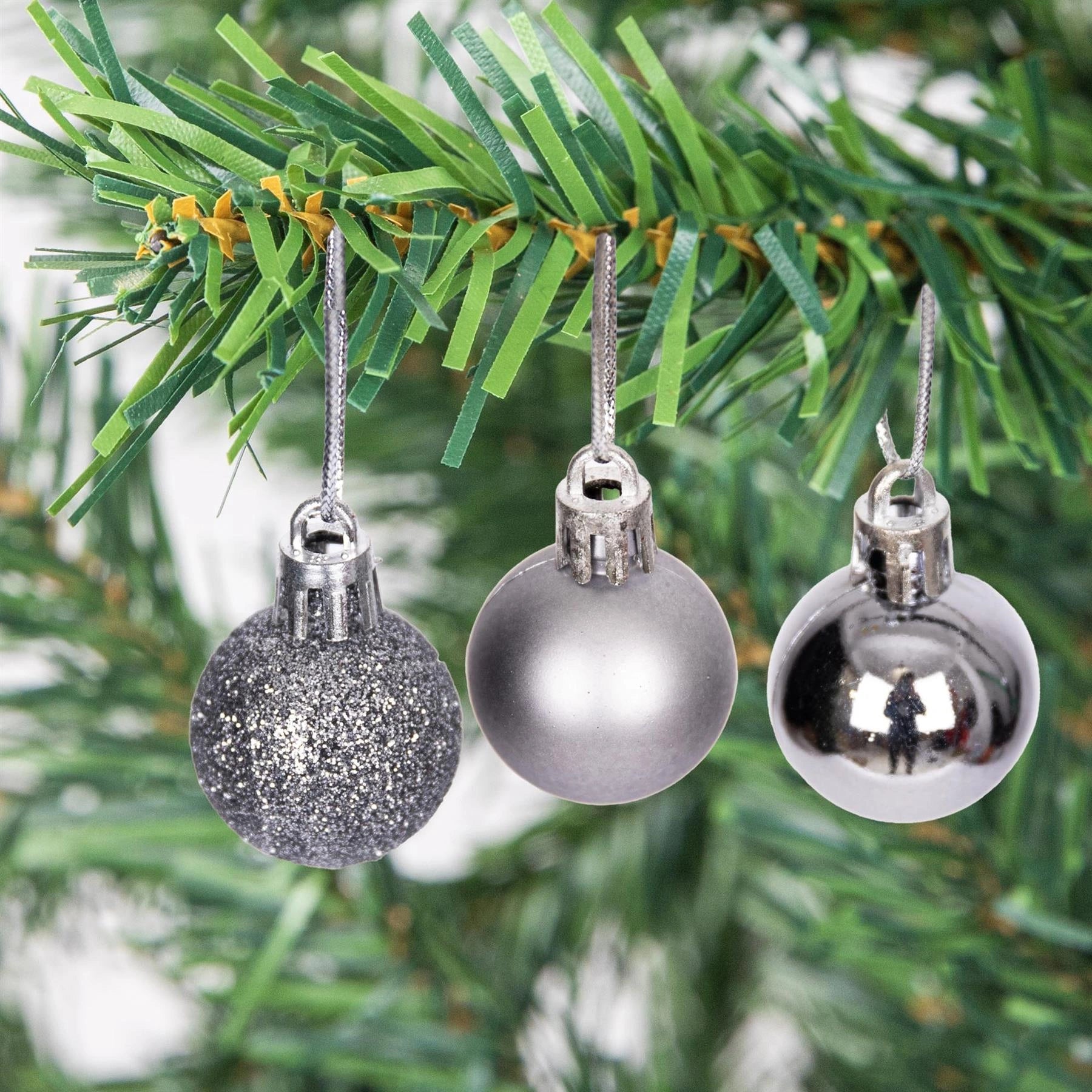 12 Mid Grey Christmas Baubles Shiny Finish 3cm Shatterproof Festive Decorations