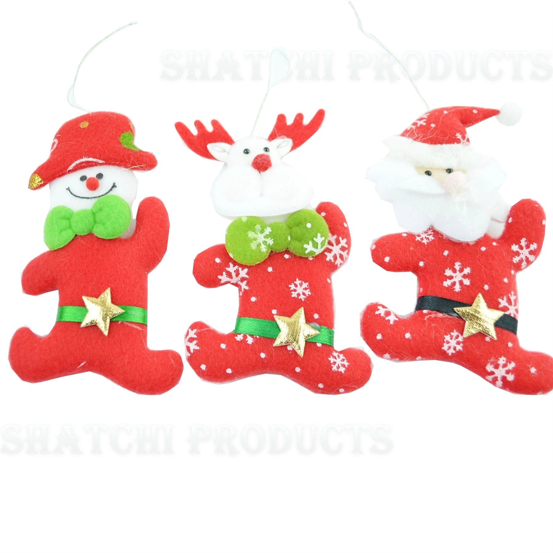 3 Handmade Novelty Christmas Tree Hanging Decoration Xmas Decor Stocking Fillers 6118
