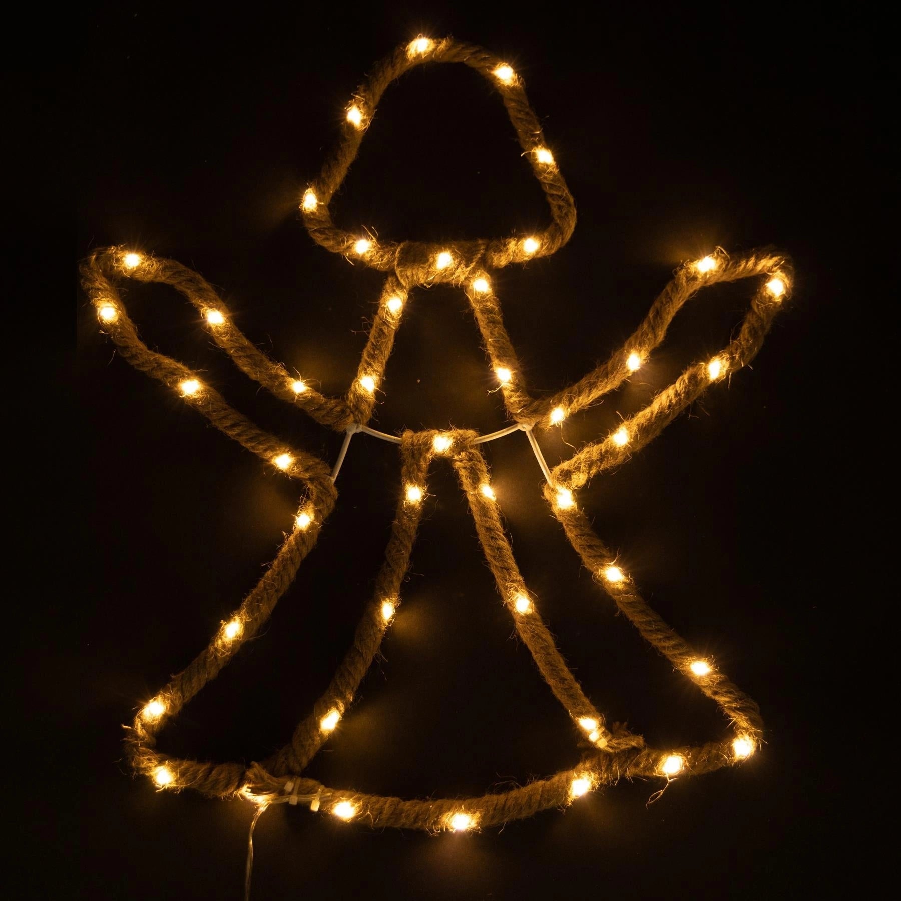 Christmas Silhouette Rope Lights Angel Shape LED Hemp Jute Retro Wall Decoration