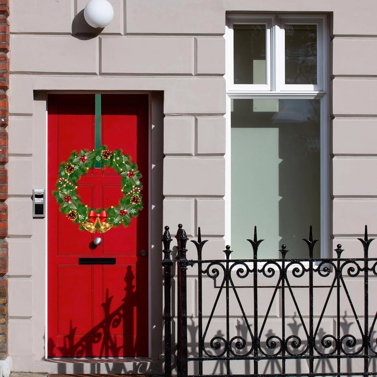 1X Christmas Wreath Hanger Door Hook Green Metal Holder 38cm Xmas Hanging Decor