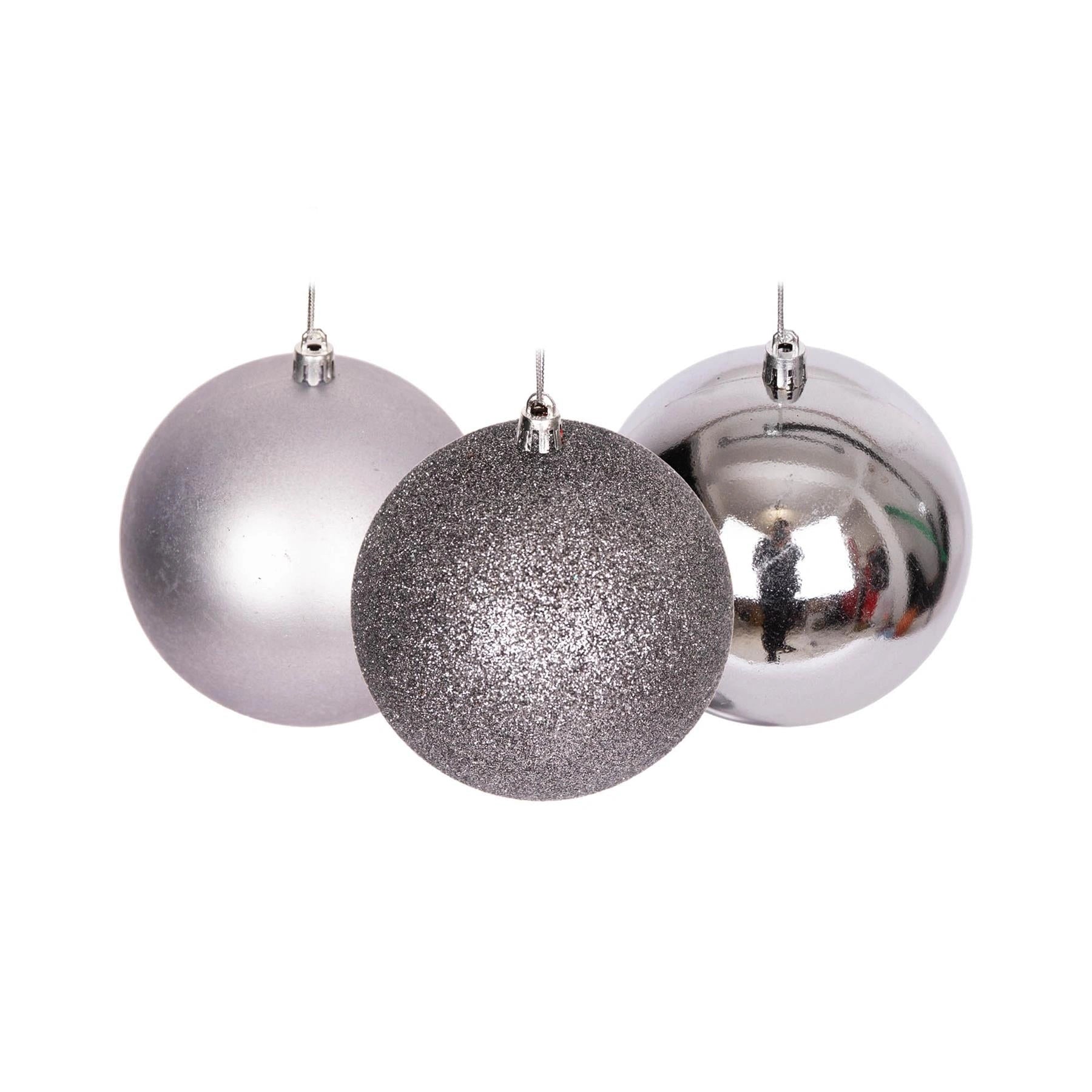 Baubles Mid Grey 6Cm 6Pcs Set Pvc