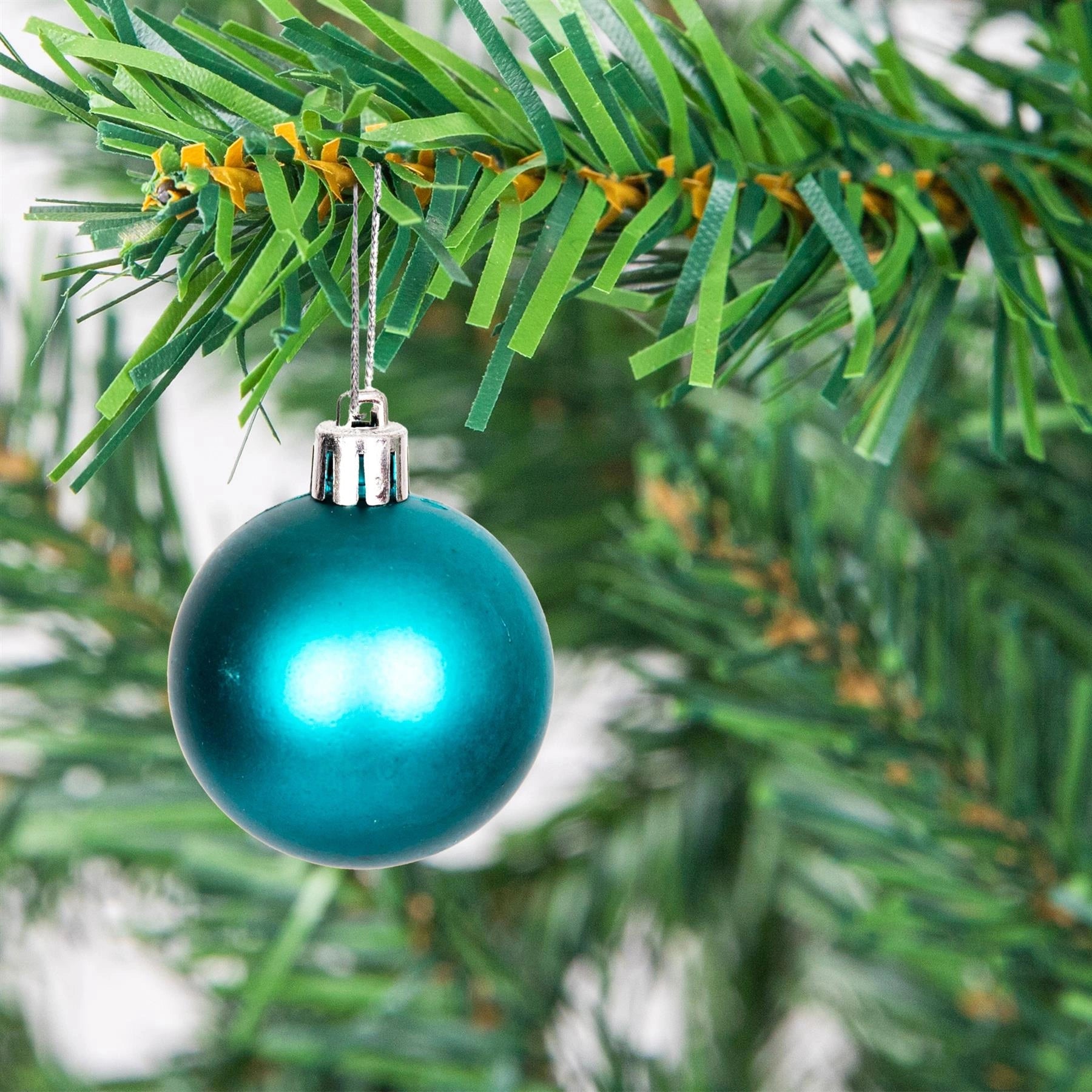 9 Teal Blue Christmas Baubles Set Shatterproof Glitter Matte Shiny Festive Decor