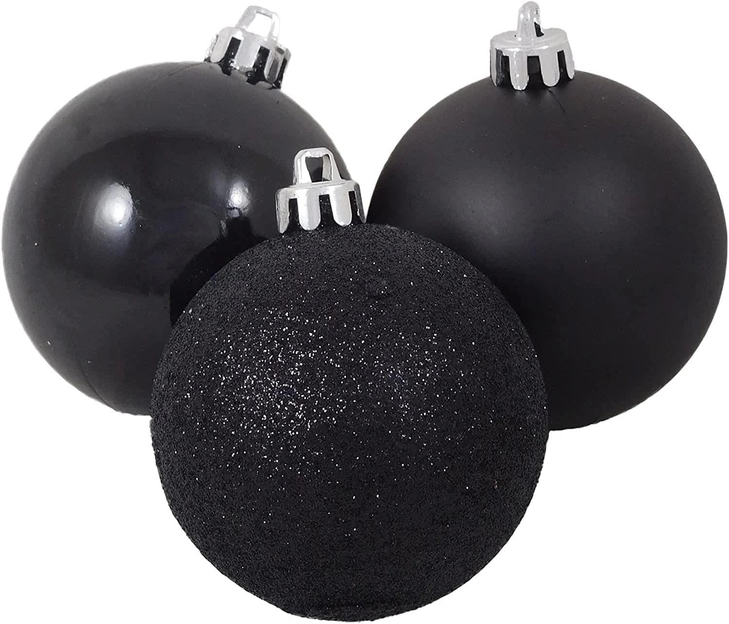 9PCS Christmas Baubles Tree Ornaments Black Balls Xmas Hanging Decorations 50mm