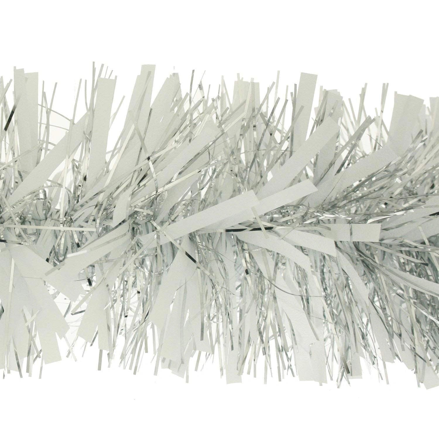 White & Silver Thick Chunky Luxury Christmas Tree Tinsel Garland Home Decoration