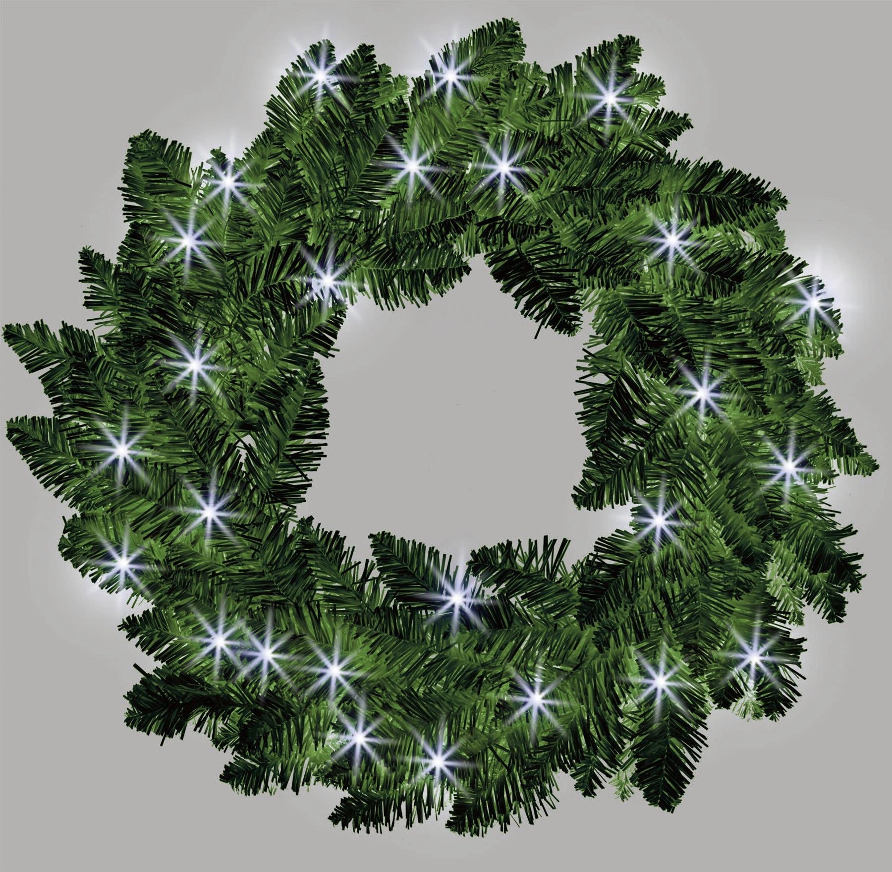 Pre-Lit Imperial Pine Cool White Leds Green Wreath 55Cm