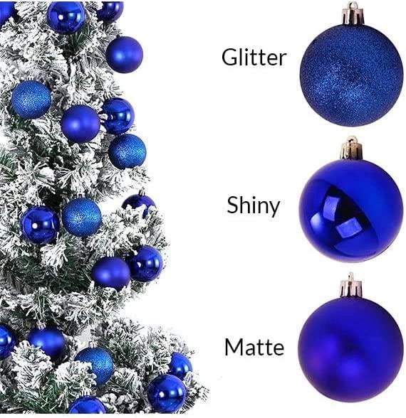 9PCS Christmas Baubles Tree Ornaments Blue Balls Xmas Hanging Decorations 50mm