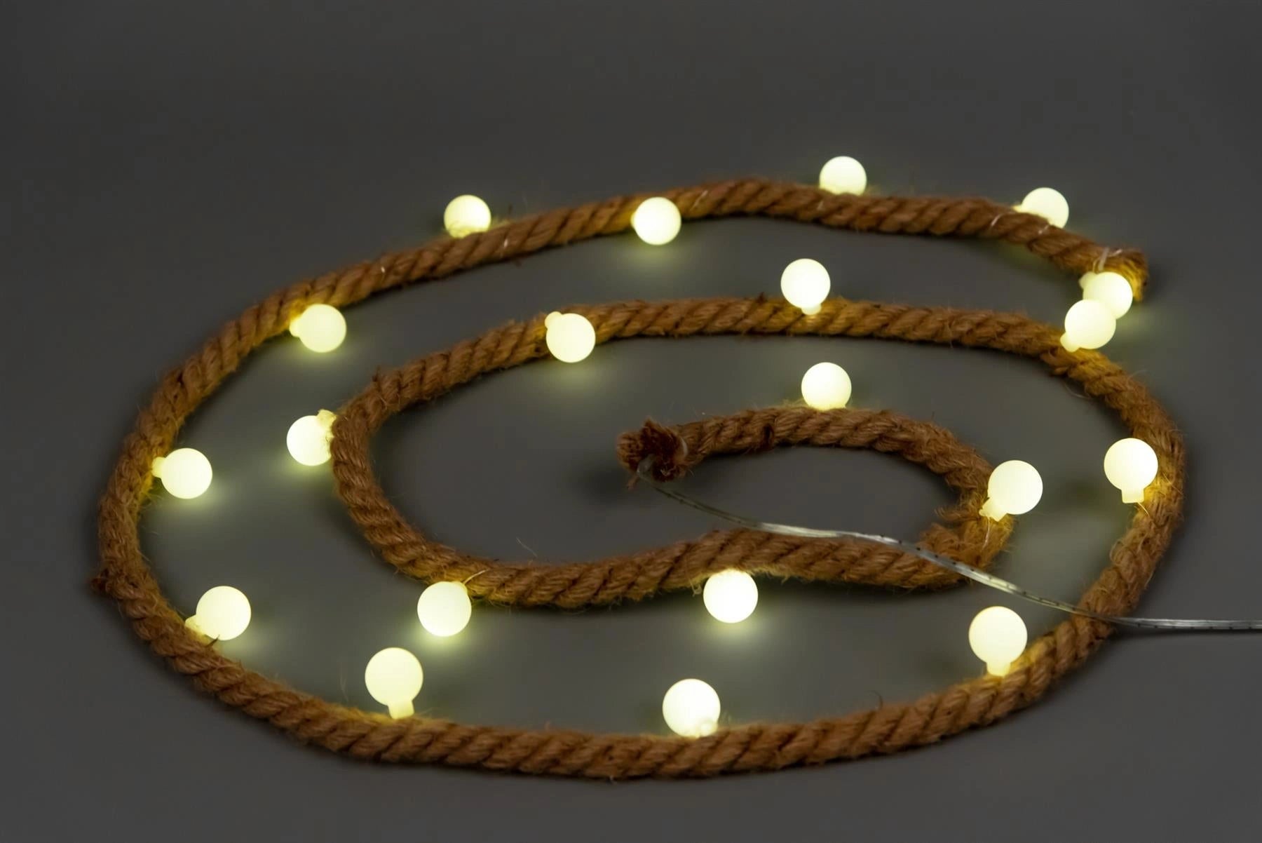 Hemp Rope String Fairy Lights Christmas Vintage Retro Decorations 20 LEDs