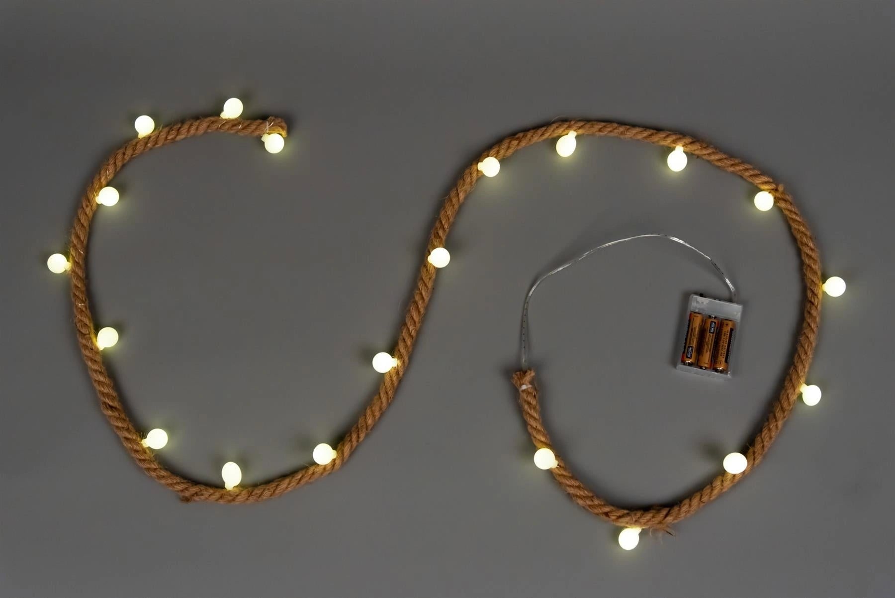 Hemp Rope String Fairy Lights Christmas Vintage Retro Decorations 20 LEDs