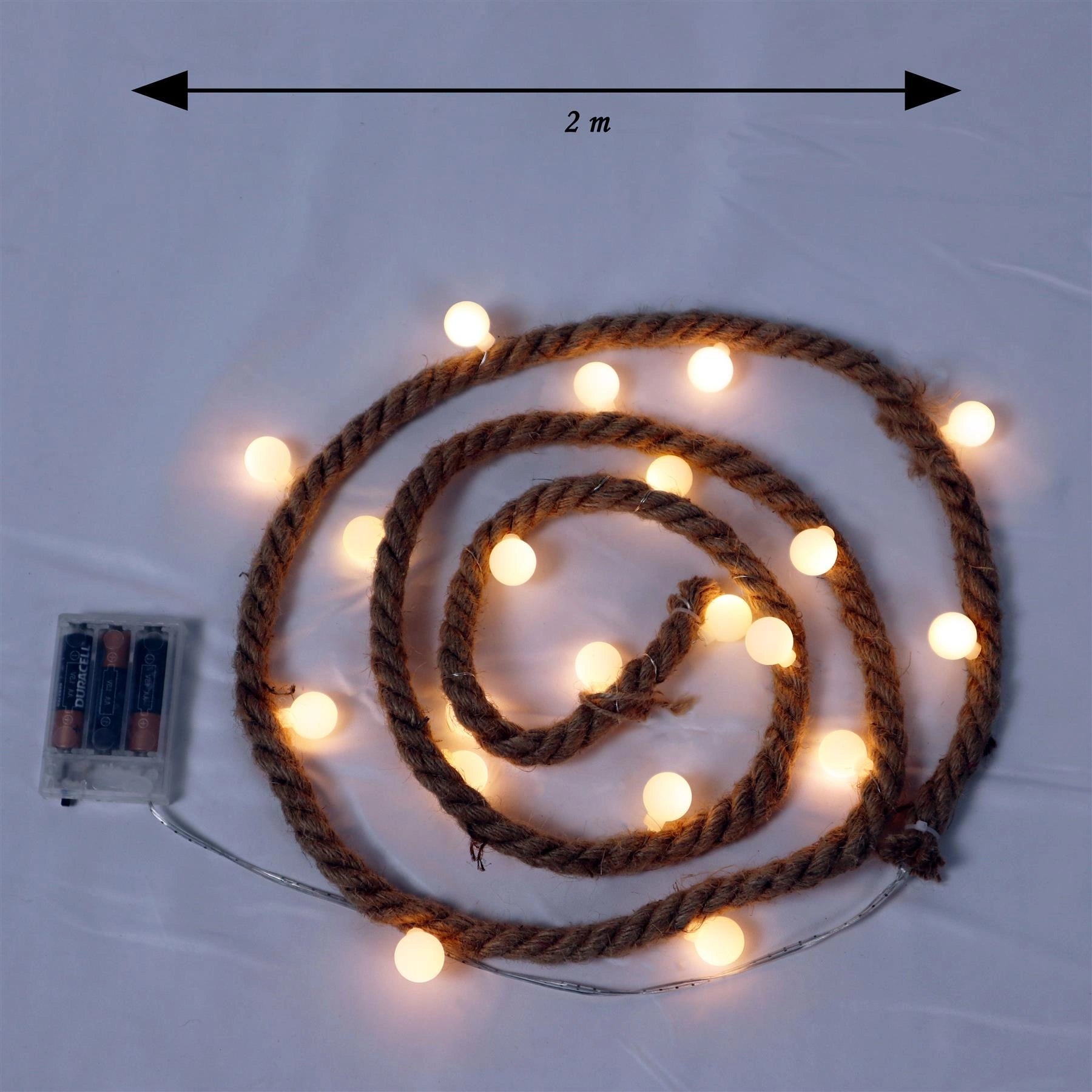 Hemp Rope String Fairy Lights Christmas Vintage Retro Decorations 20 LEDs