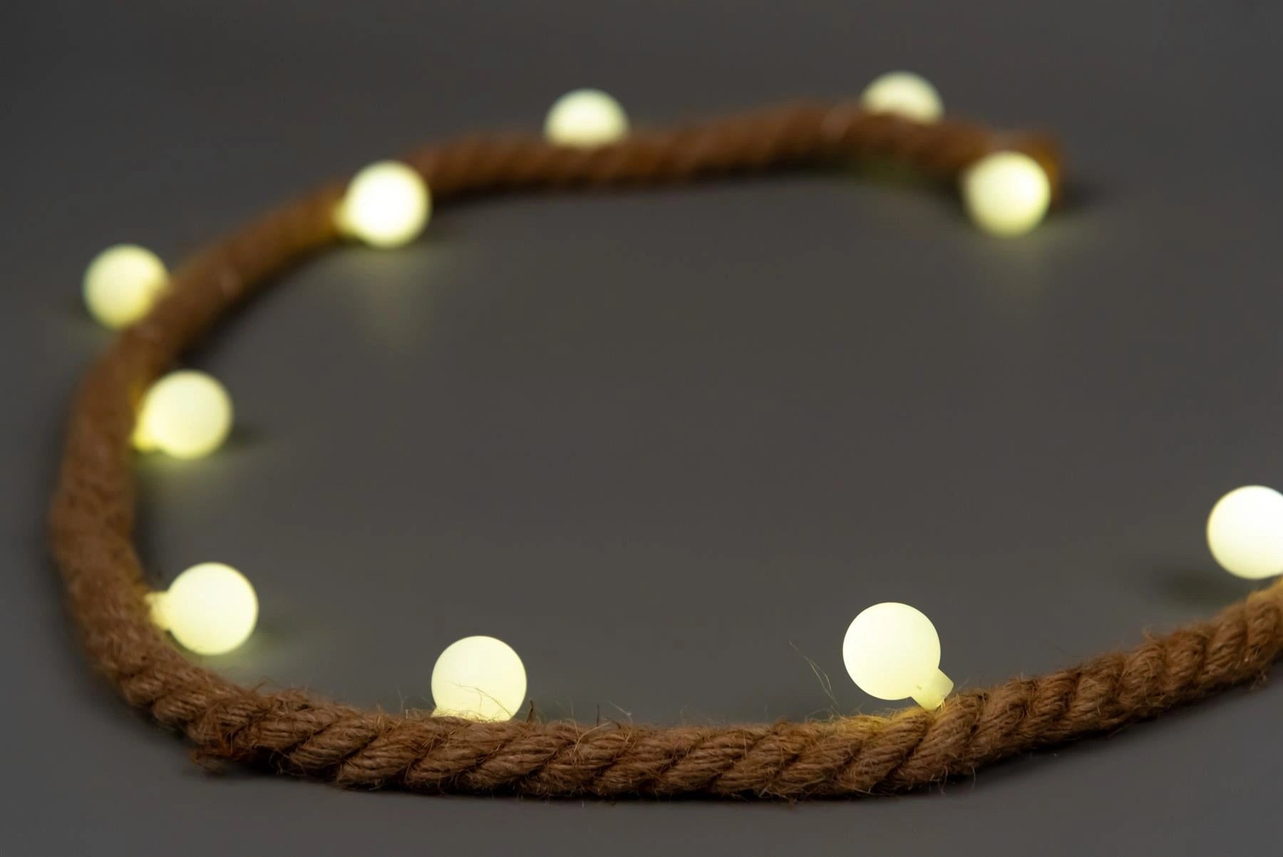 Hemp Rope String Fairy Lights Christmas Vintage Retro Decorations 20 LEDs