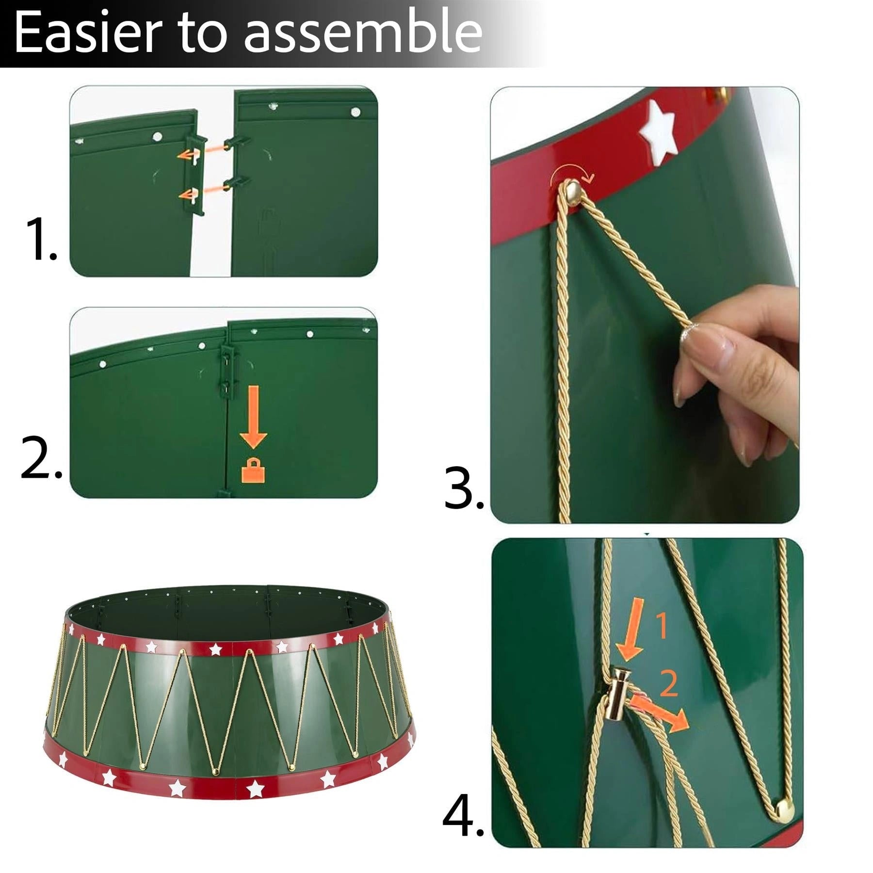 Christmas Tree Collar Foldable Stand Cover Green Skirt Xmas Tree Decor 25.6''