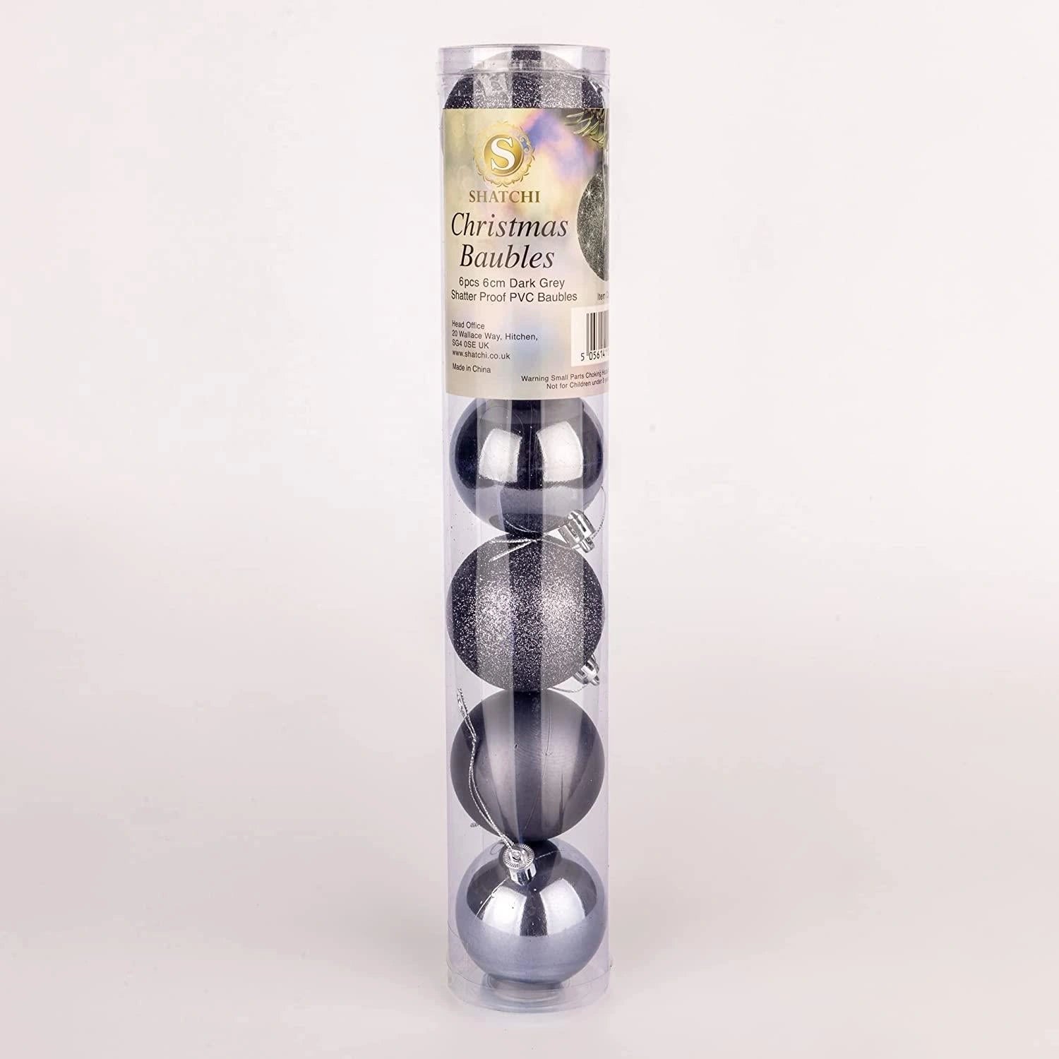 12PC Christmas Baubles Tree Ornament Dark Grey Ball Xmas Hanging Decoration 50mm