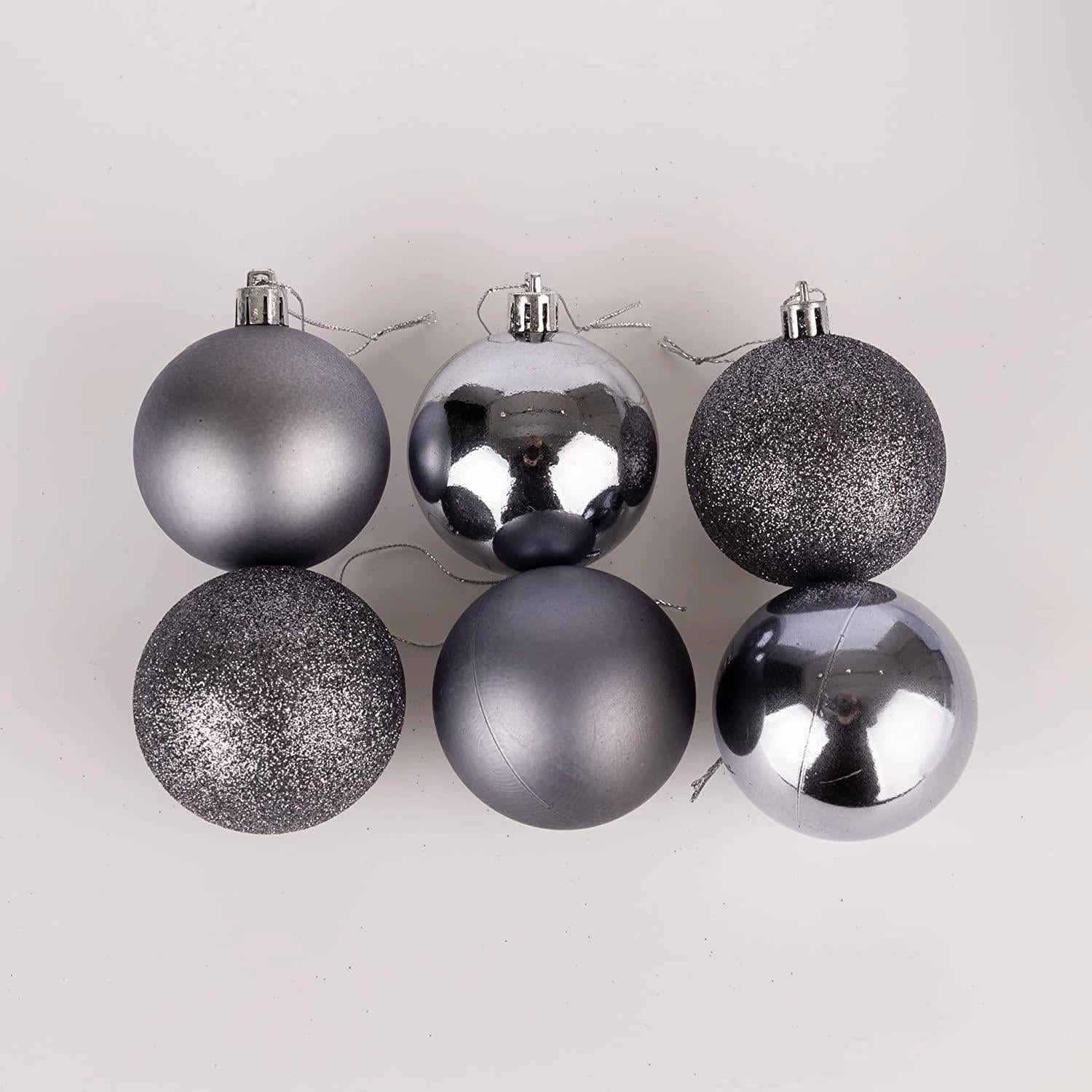 12PC Christmas Baubles Tree Ornament Dark Grey Ball Xmas Hanging Decoration 50mm