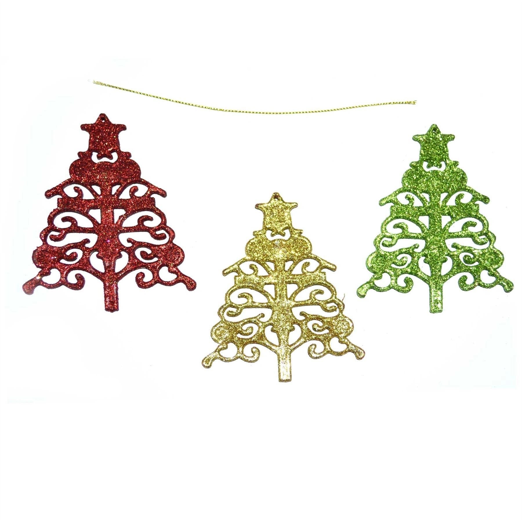 3Pcs Glitter Tree shapped Christmas Decoration Party Hanging Ornament D�cor