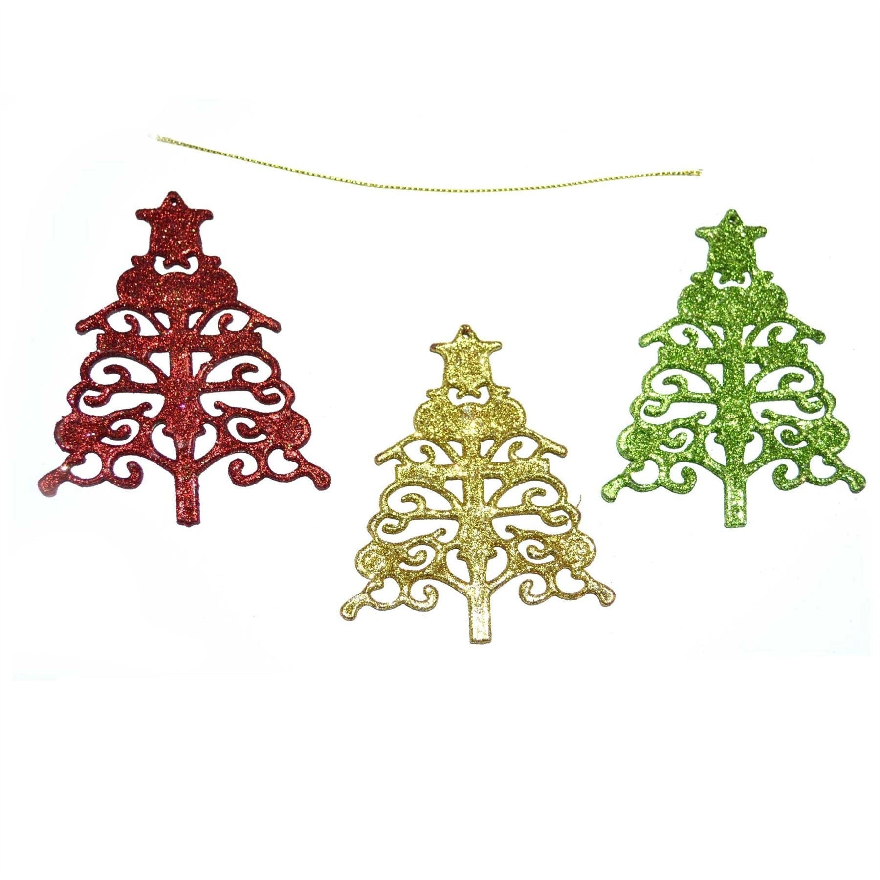 3Pcs Glitter Tree shapped Christmas Decoration Party Hanging Ornament D�cor