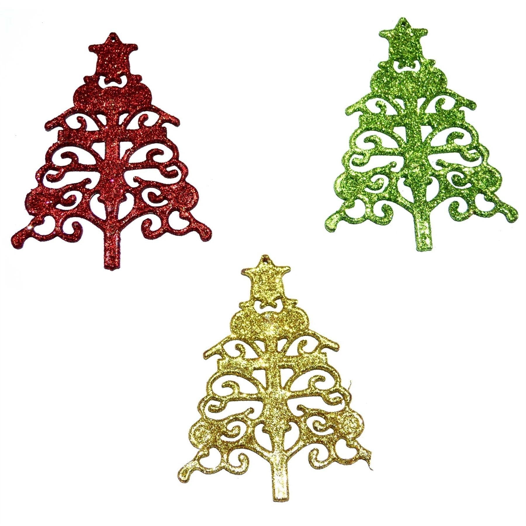 3Pcs Glitter Tree Shapped Christmas Decoration Party Hanging Ornament D�Cor