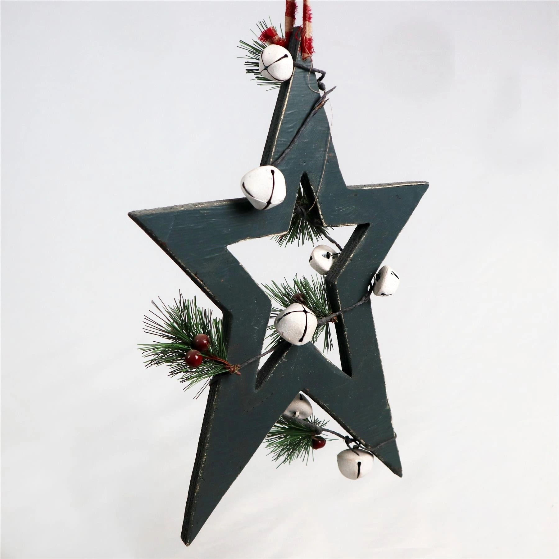 Wooden Green Star Unique Design Christmas Wall Decorations Home Xmas Showpieces