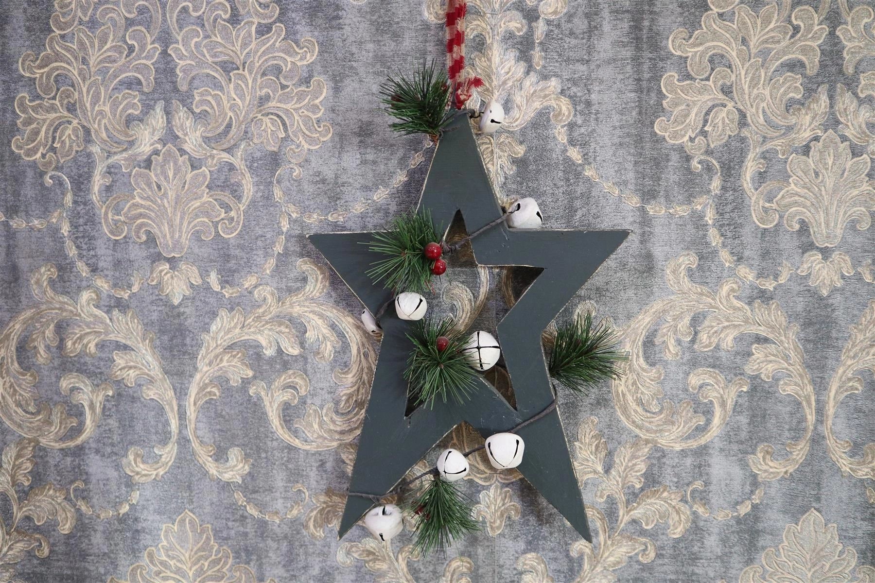 Wooden Green Star Unique Design Christmas Wall Decorations Home Xmas Showpieces