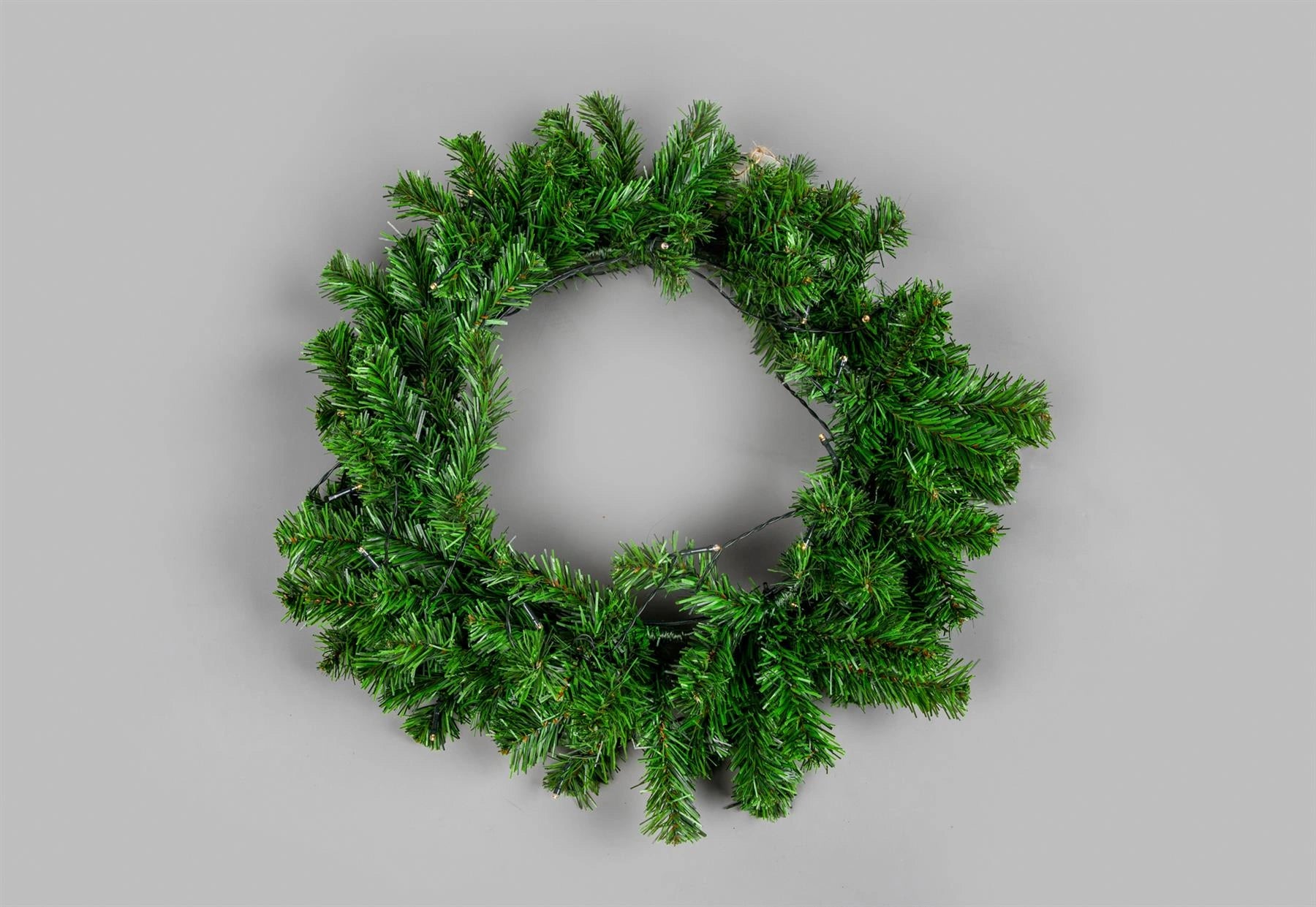 Green Christmas Wreath Pre Lit Artificial Bushy Wall Door XMAS Home Decor 55CM