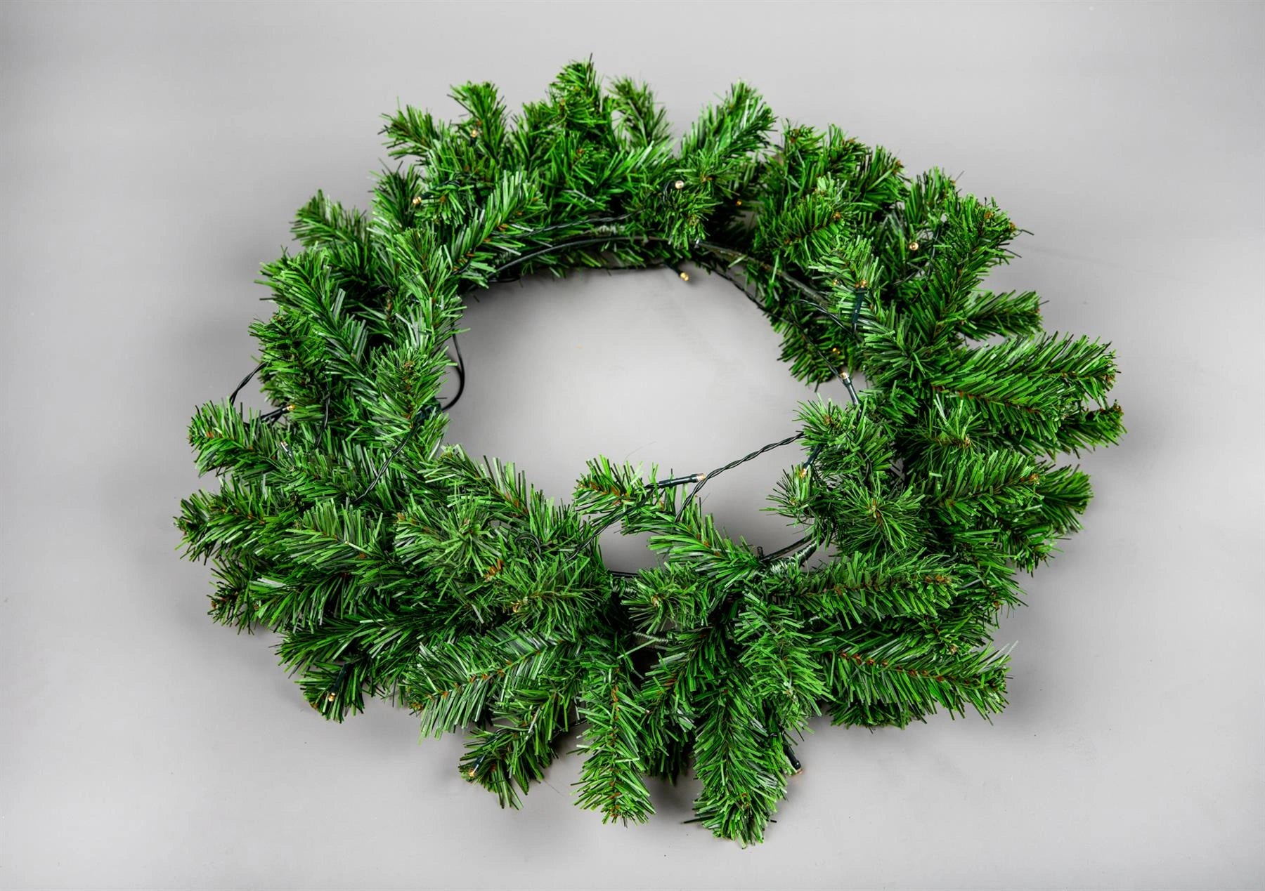 Green Christmas Wreath Pre Lit Artificial Bushy Wall Door XMAS Home Decor 55CM