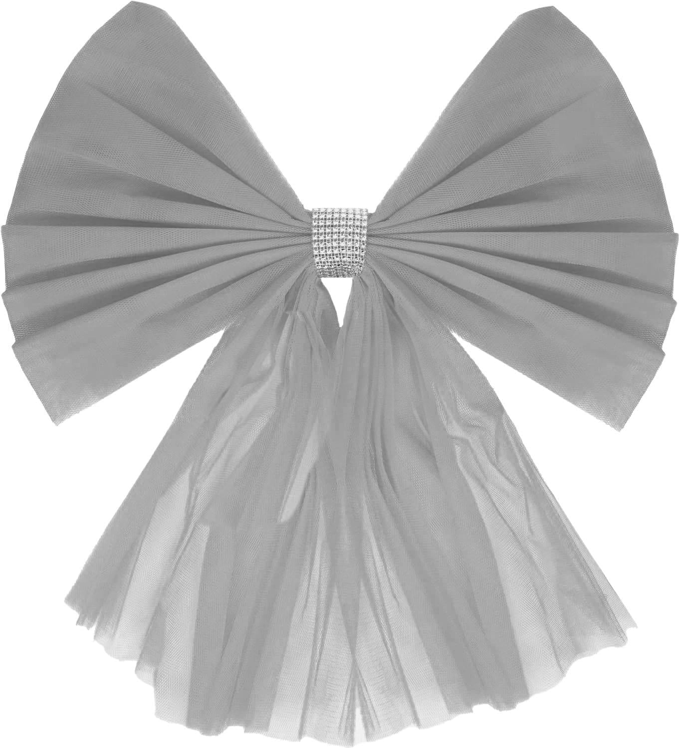 1P Giant Christmas Door Bow Silver Organza Wedding Festive Xmas Home Decor 7.5m